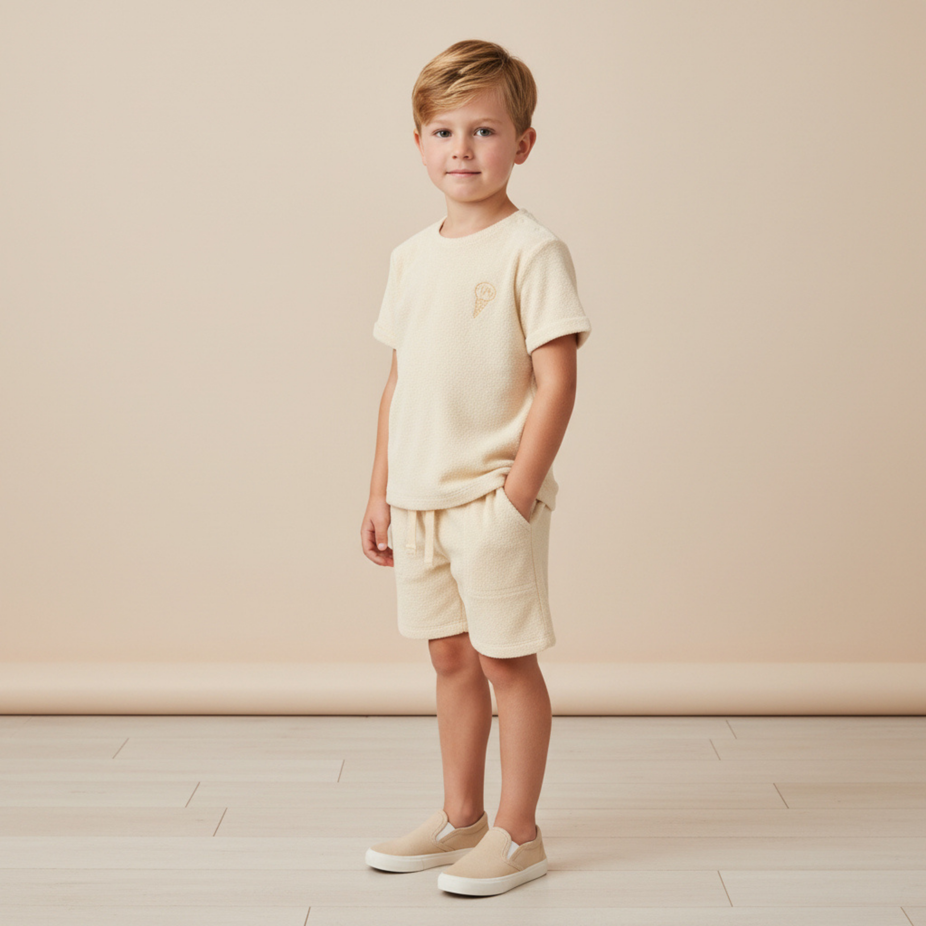 Organic Terry Tee & Shorts Set - Butter Yellow