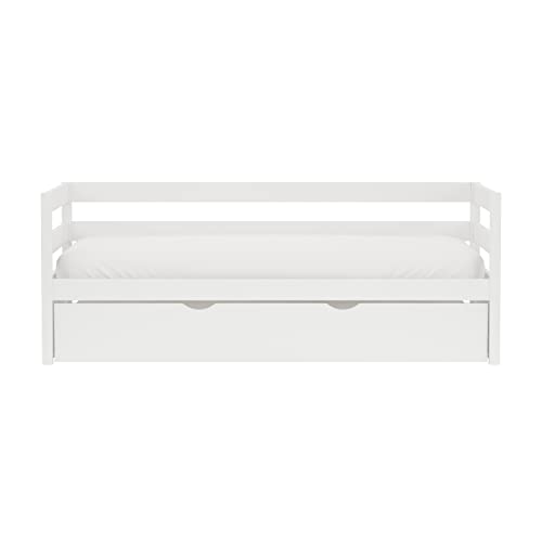 Twin Daybed with Trundle White Wood