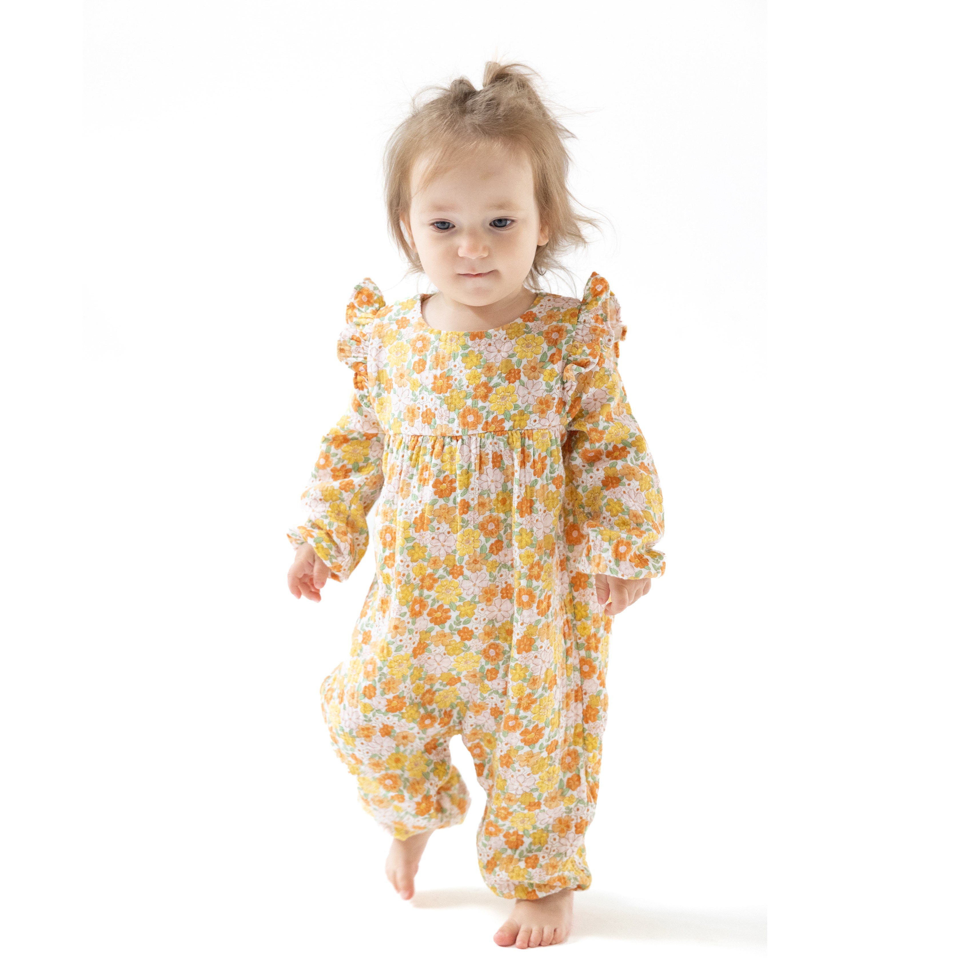 Sweet Amber Floral - Ruffle Sleeve Romper