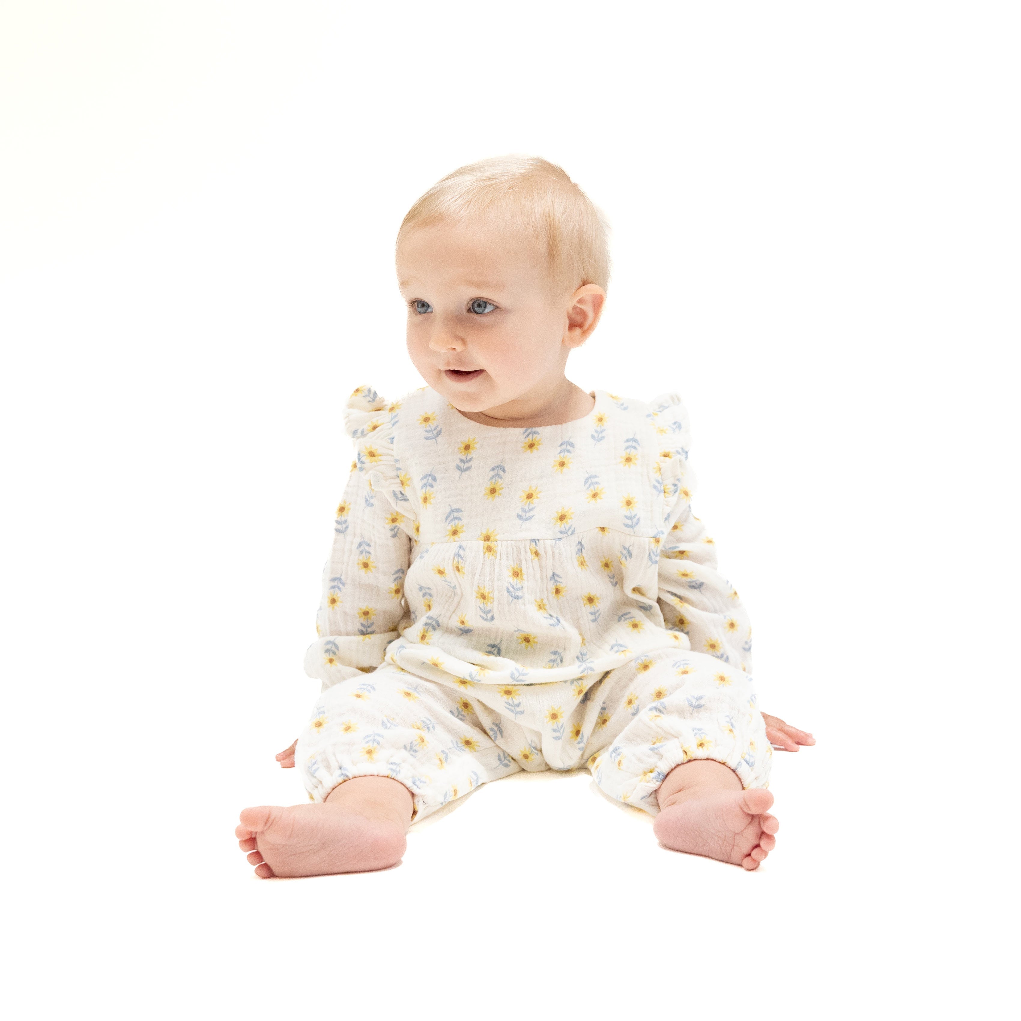 Western Sunflower - Ruffle Sleeve Romper