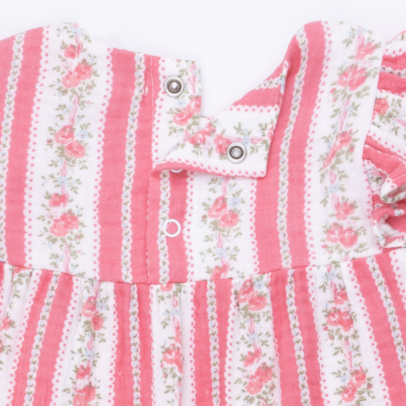 Suzie Floral Stripe - Ruffle Sleeve Romper