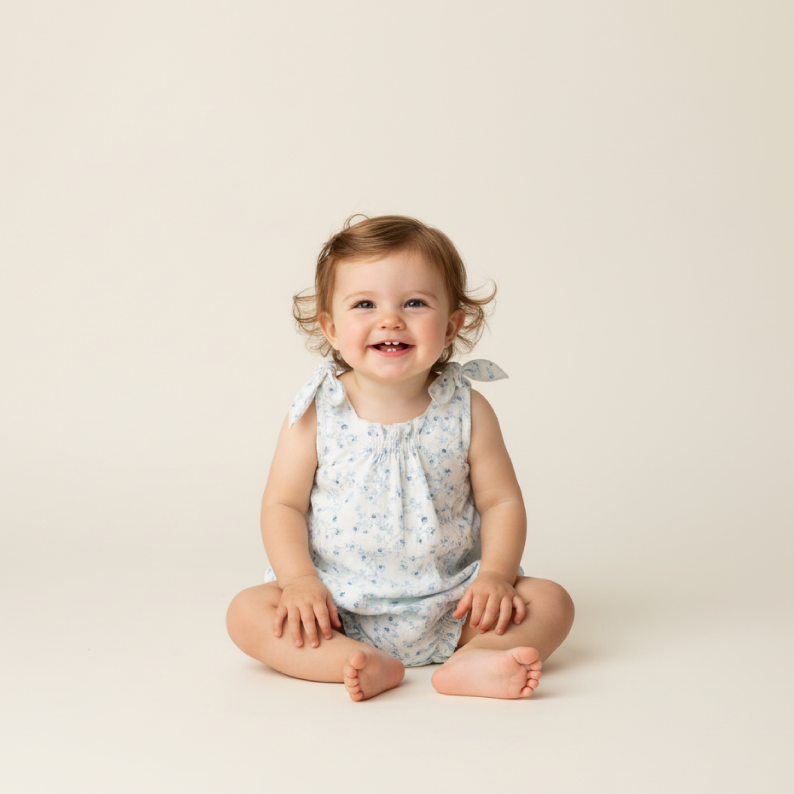 Organic Tie Shoulder Bubble Romper - Ivy Floral