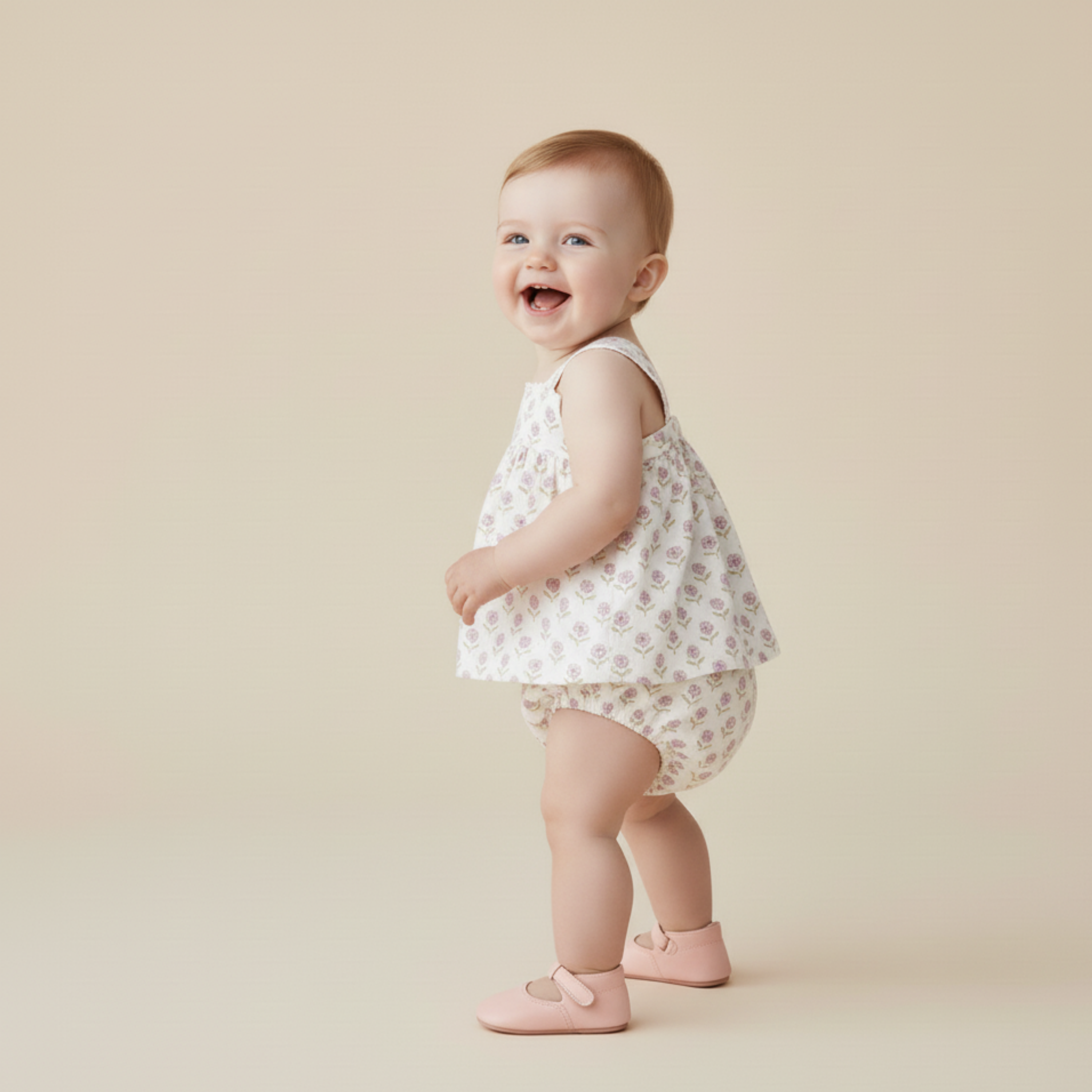 Organic Scalloped Top & Bloomers Set - Lavender