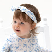 Blue Bows and Flowers - Knot Headband