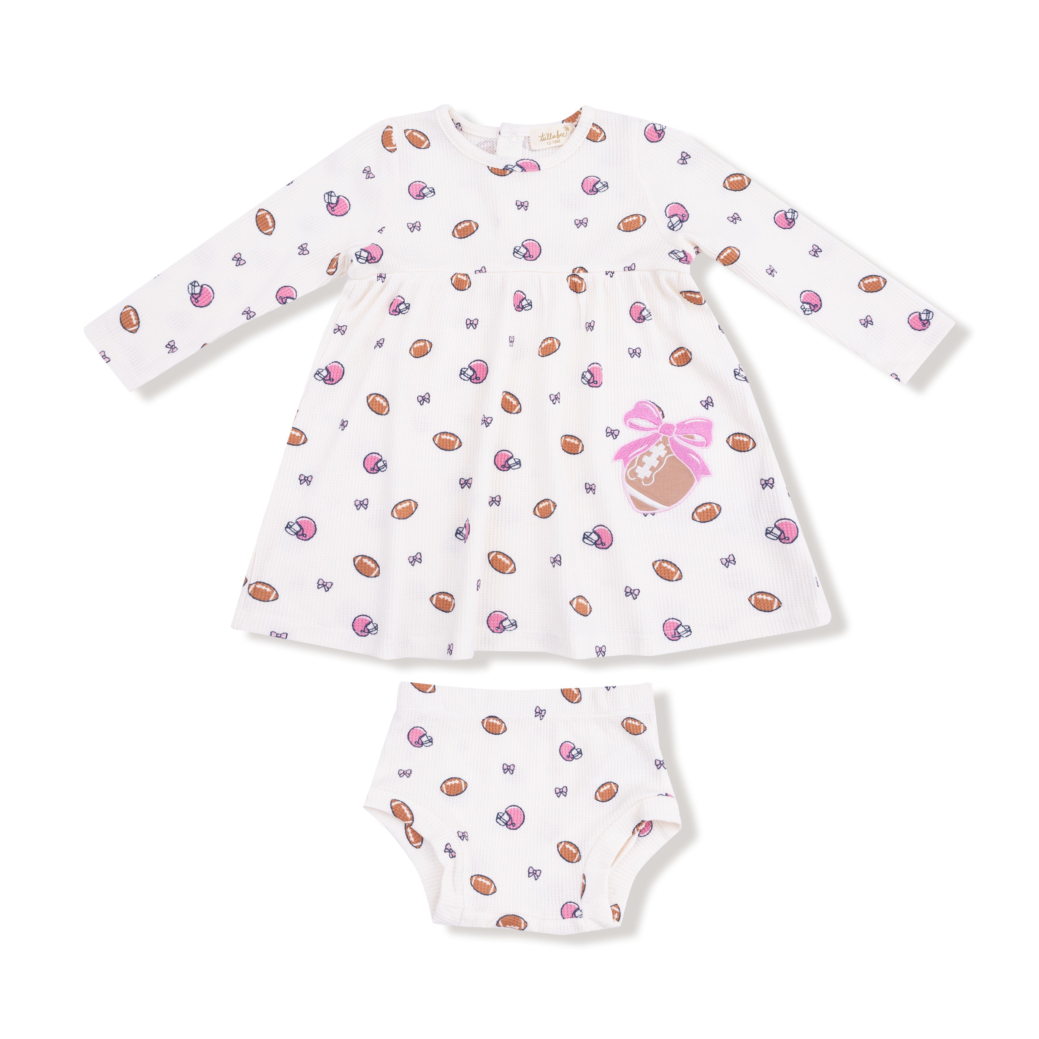 Footballs and Bows - Simple Dress + Bloomer
