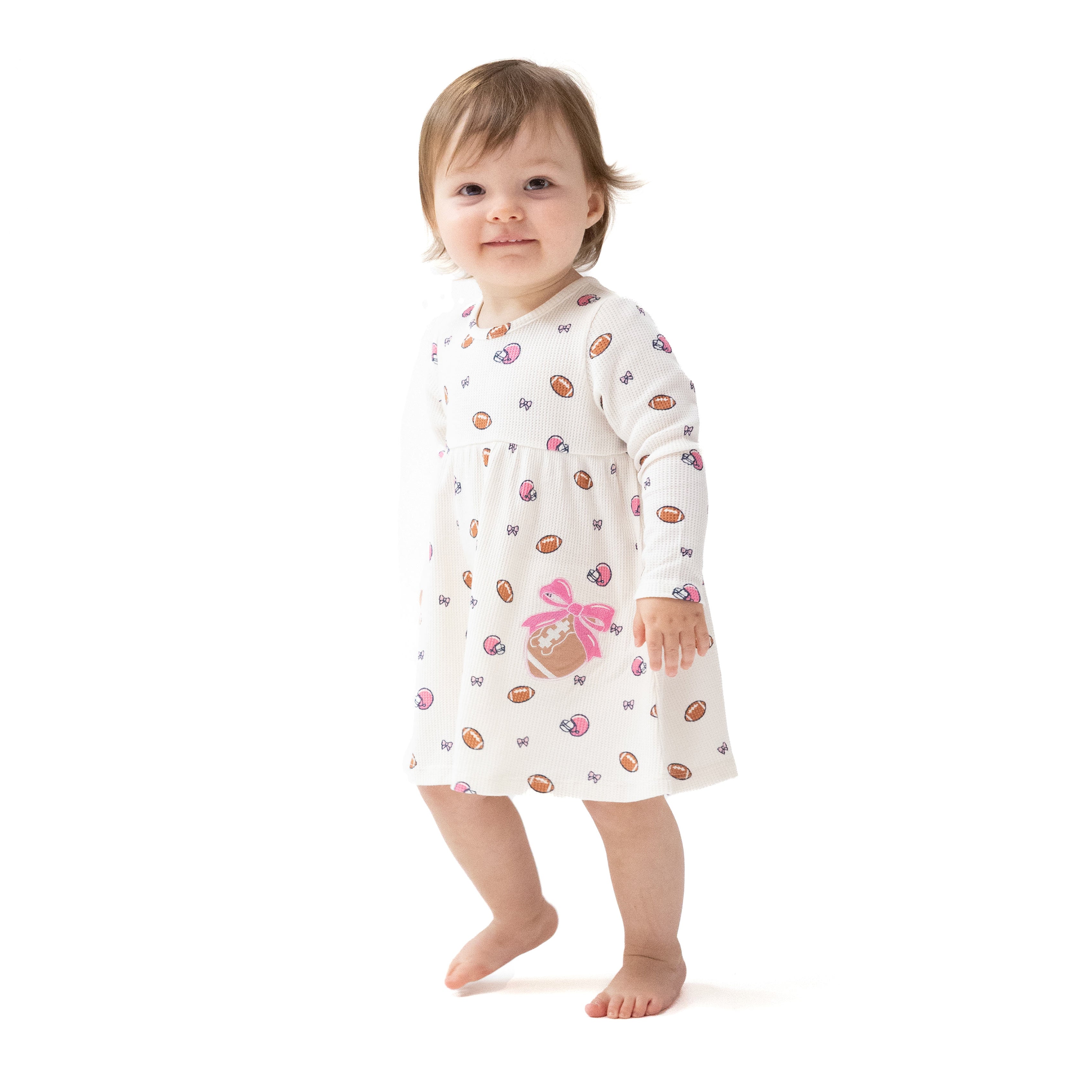 Footballs and Bows - Simple Dress + Bloomer