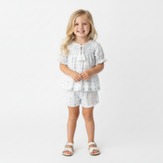 Organic Smocked Top & Shorts Set - Blue Vines