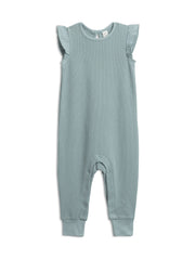 Maci Waffle Flutter Tank Romper - Ocean