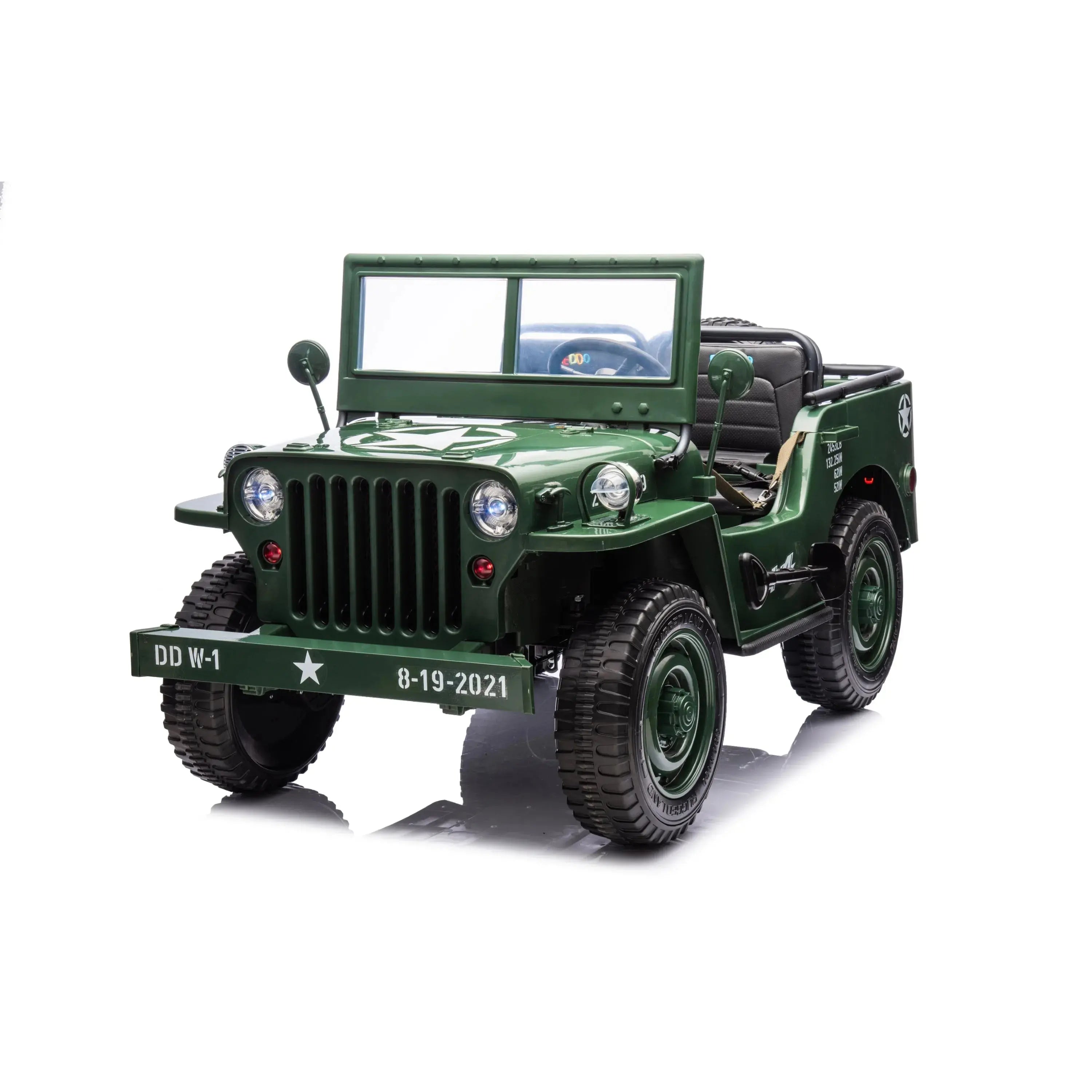 Military Willys 24V 3-Seater 4x4 Kids Ride-On Truck