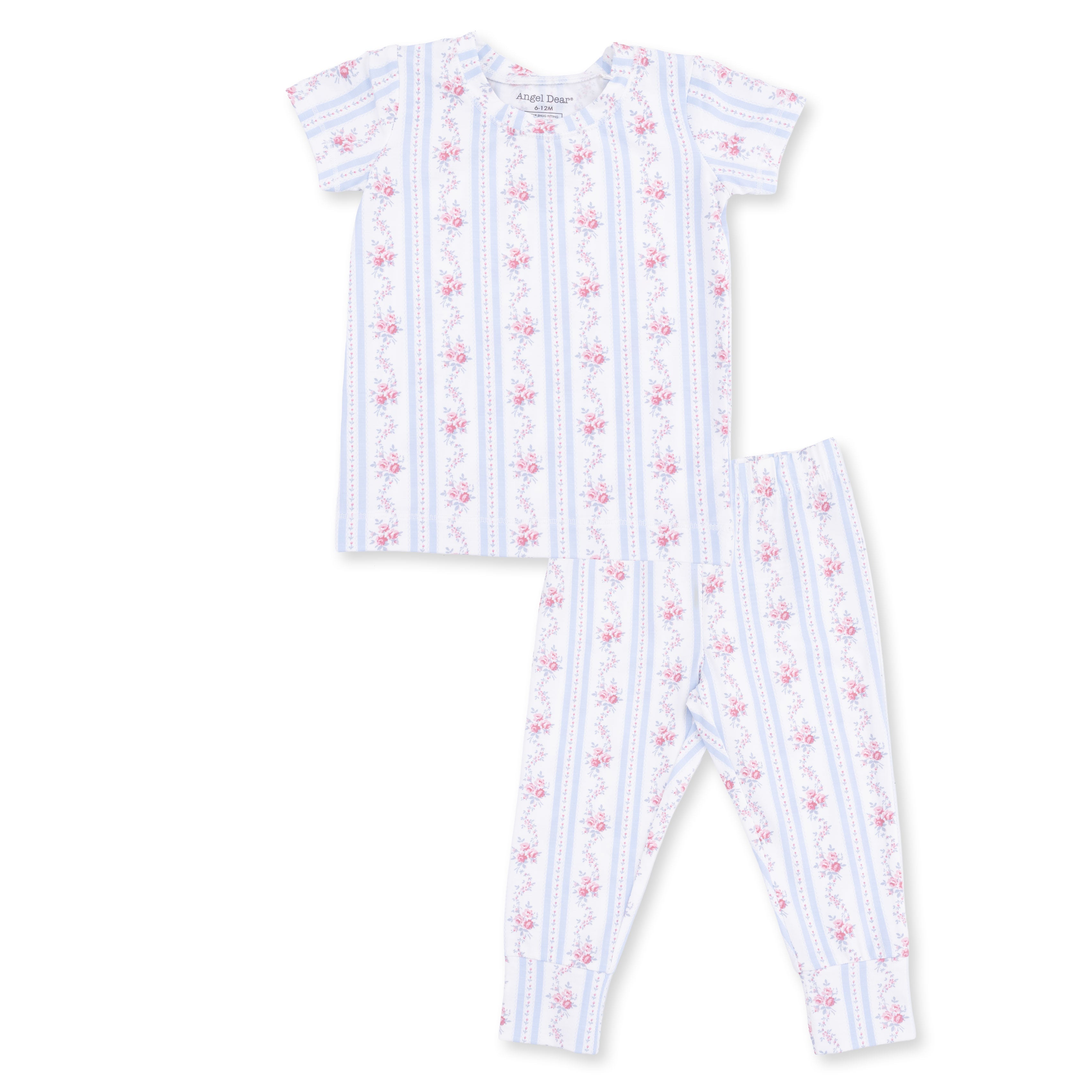 Anna Floral Stripe - Short Sleeve Loungewear Set
