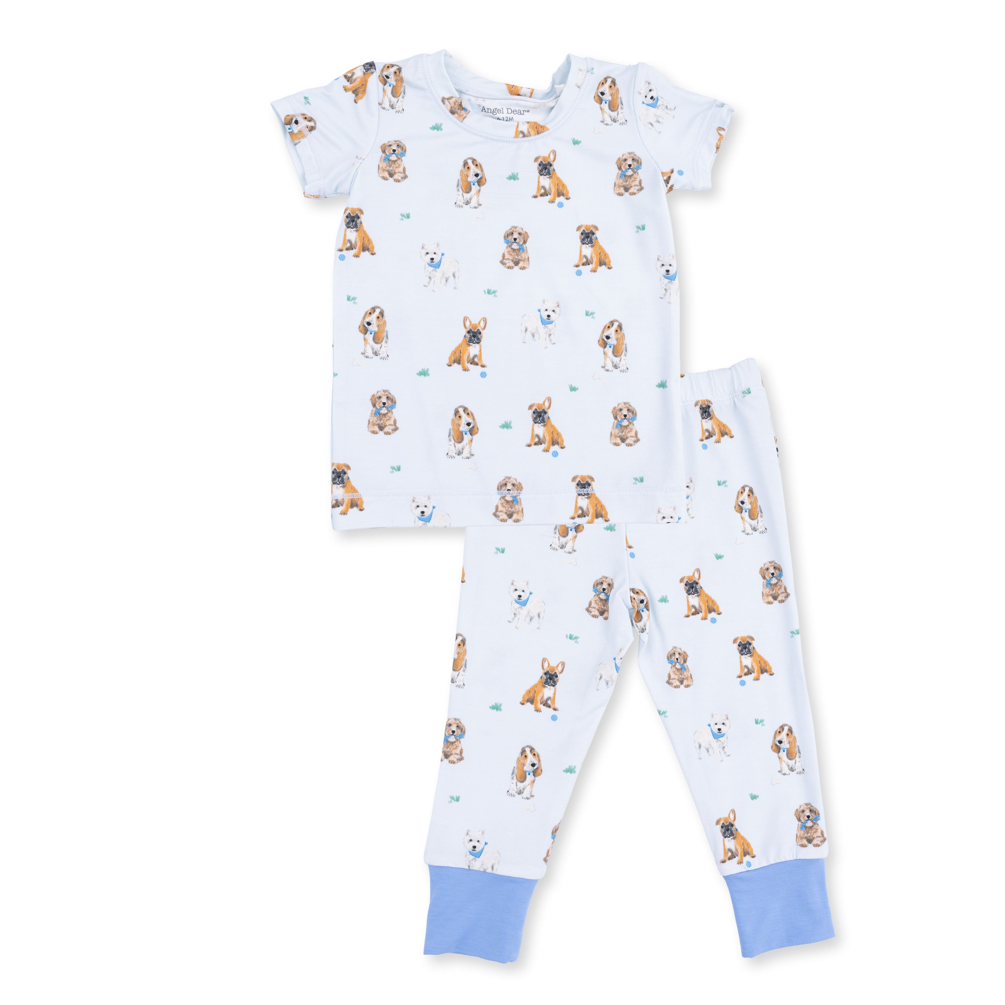 Bestie Dogs Blue - Short Sleeve Loungewear Set