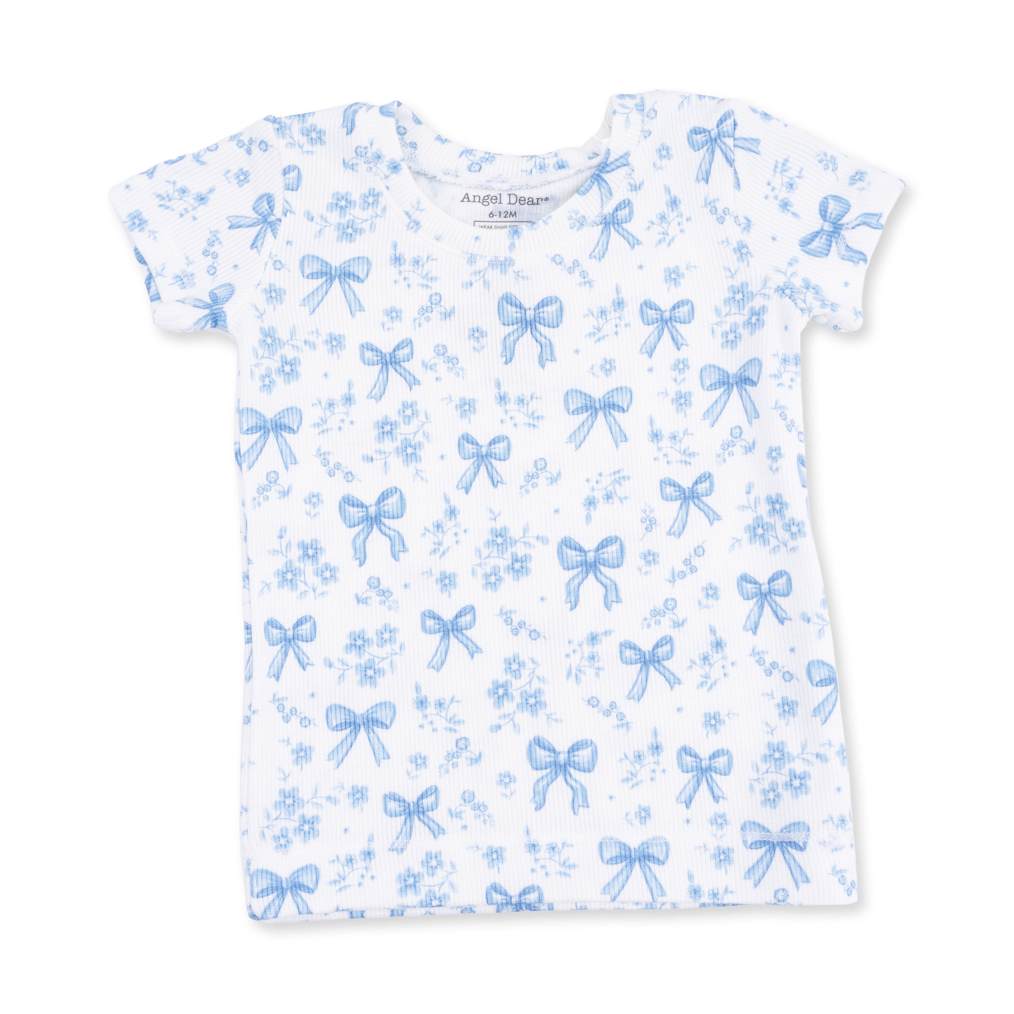 Blue Bows and Flowers - Short Sleeve Loungewear Set