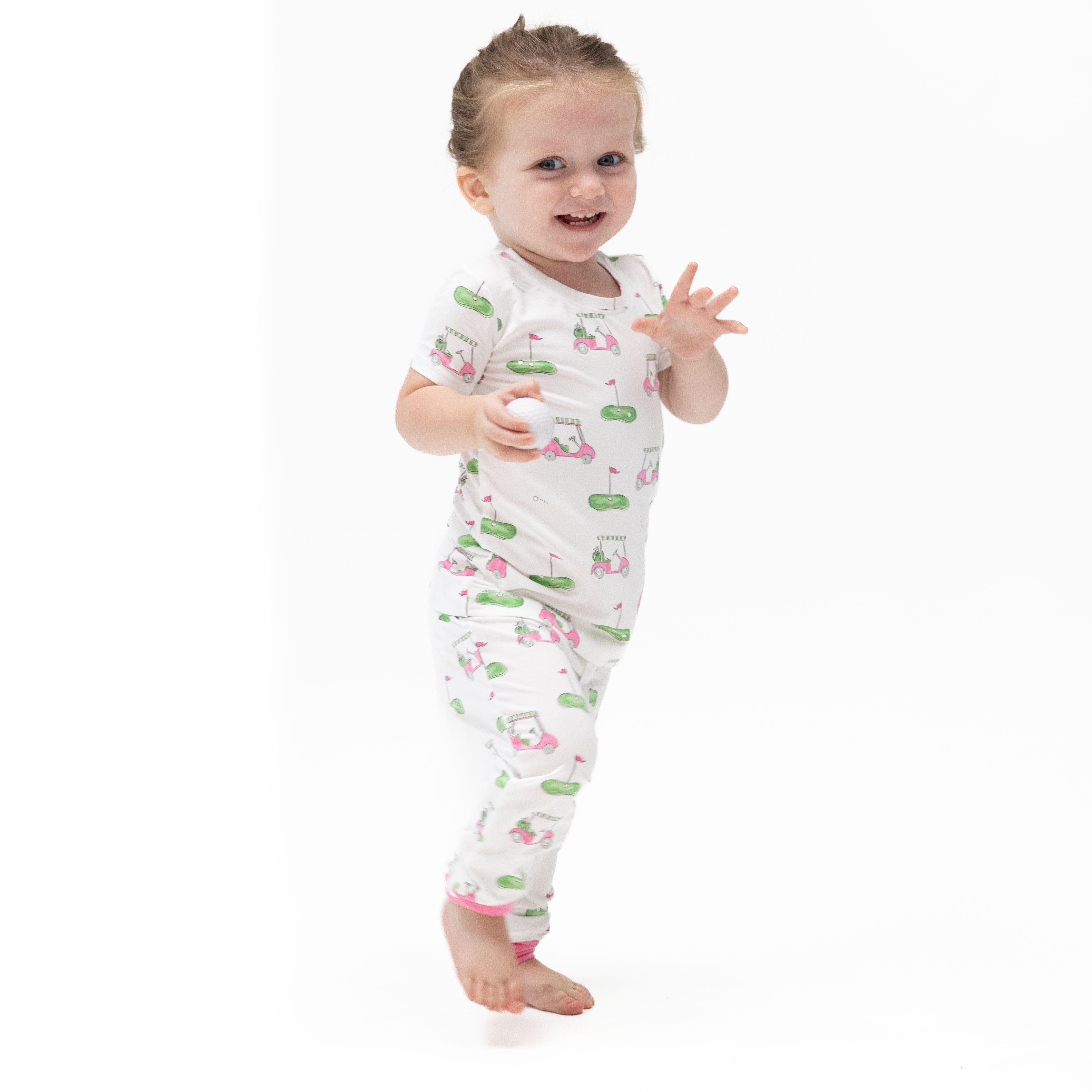 Golf Carts Pink - Short Sleeve Loungewear Set