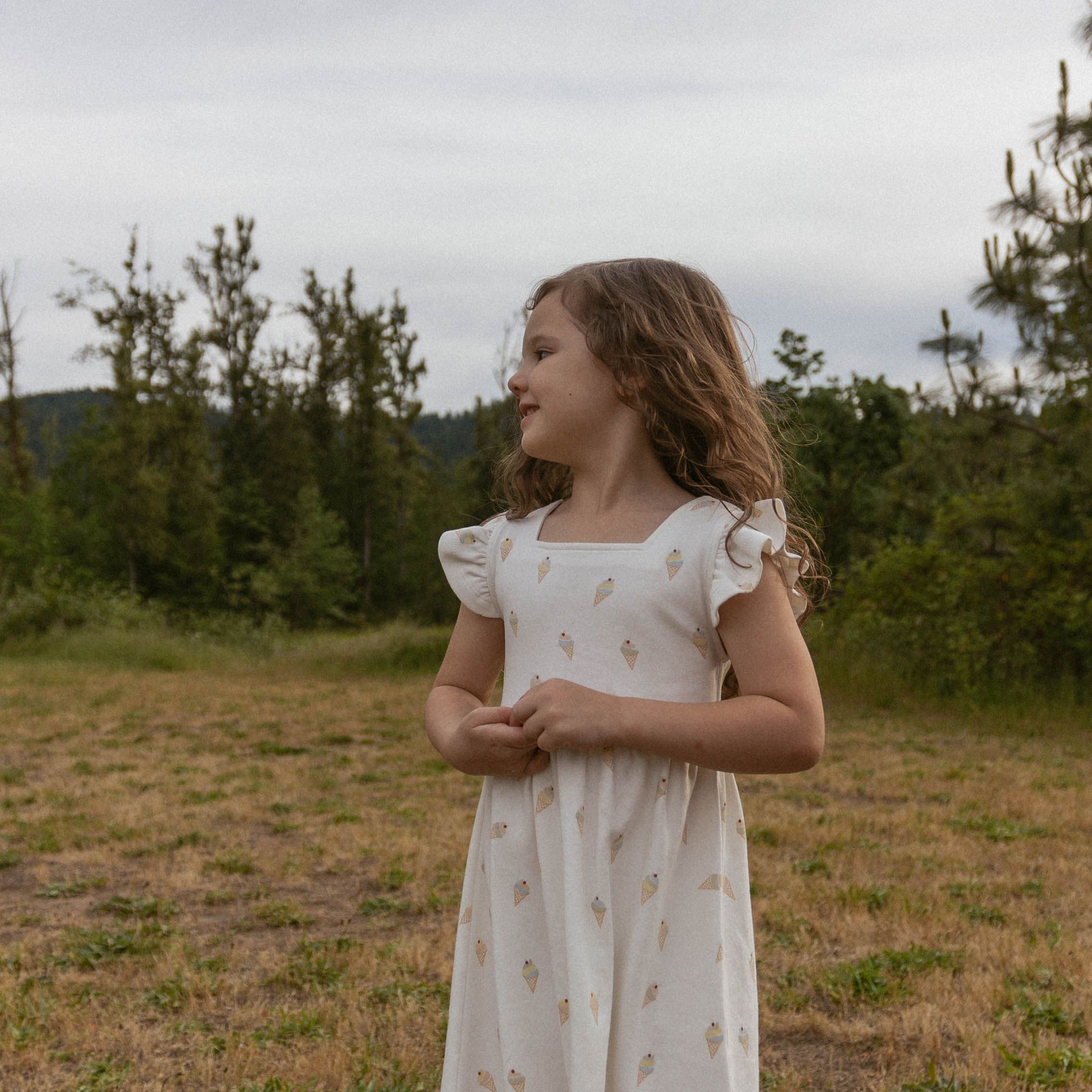 Organic Cutout Back Dress - Ice Cream