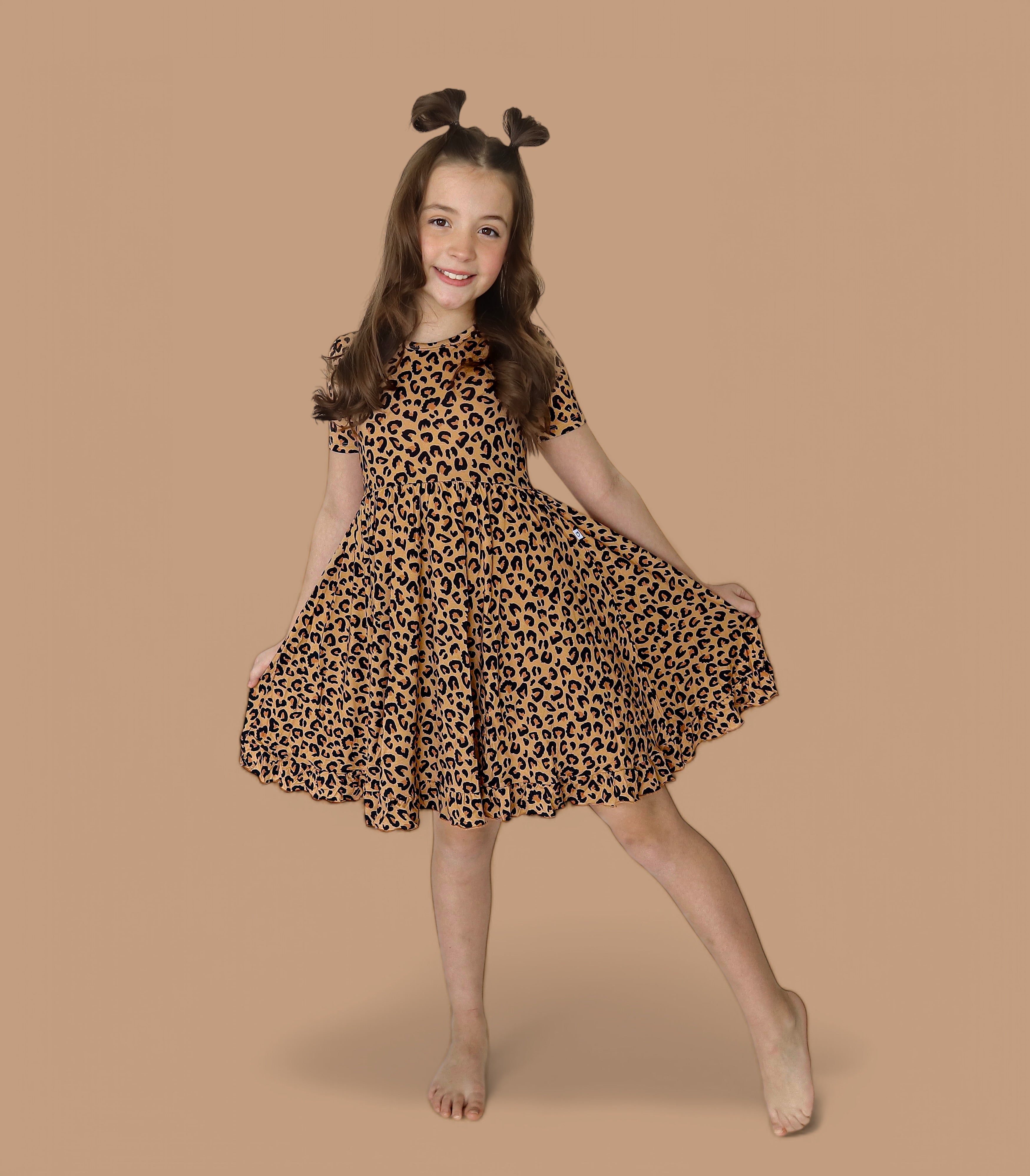 LEOPARD DREAM RUFFLE DRESS