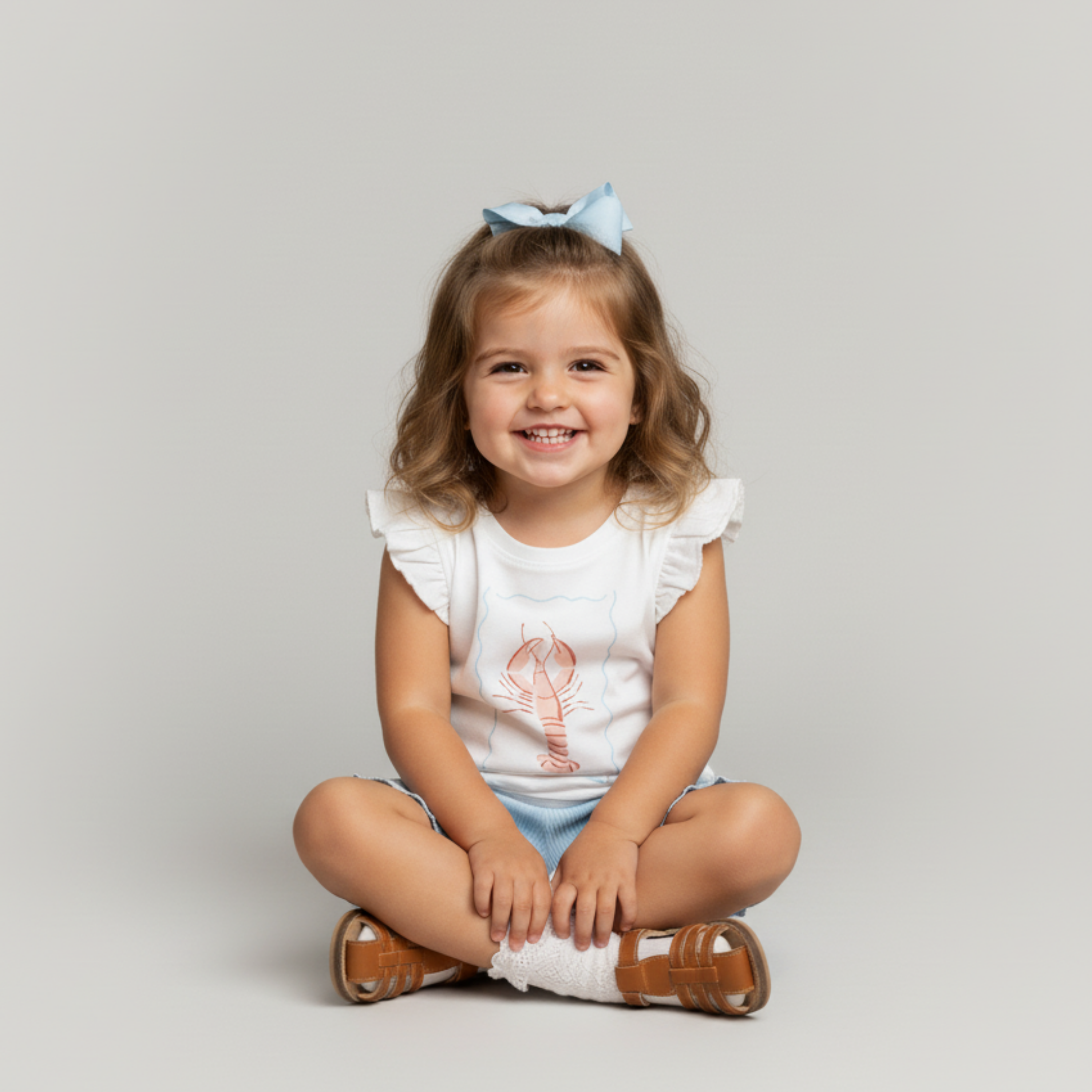 Organic Sleeveless Flutter Top & Shorts Set - Lobster