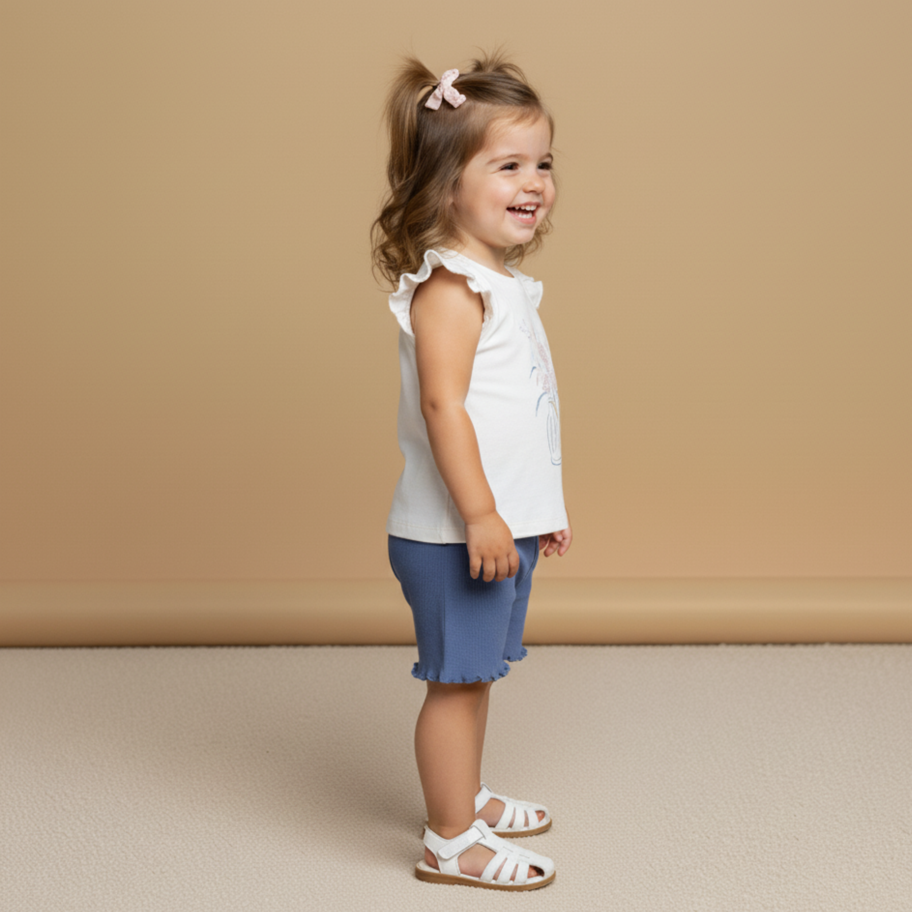 Organic Sleeveless Flutter Top & Shorts Set - Spring Floral