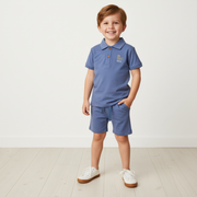 Organic Polo Shirt & Shorts Set - Slate