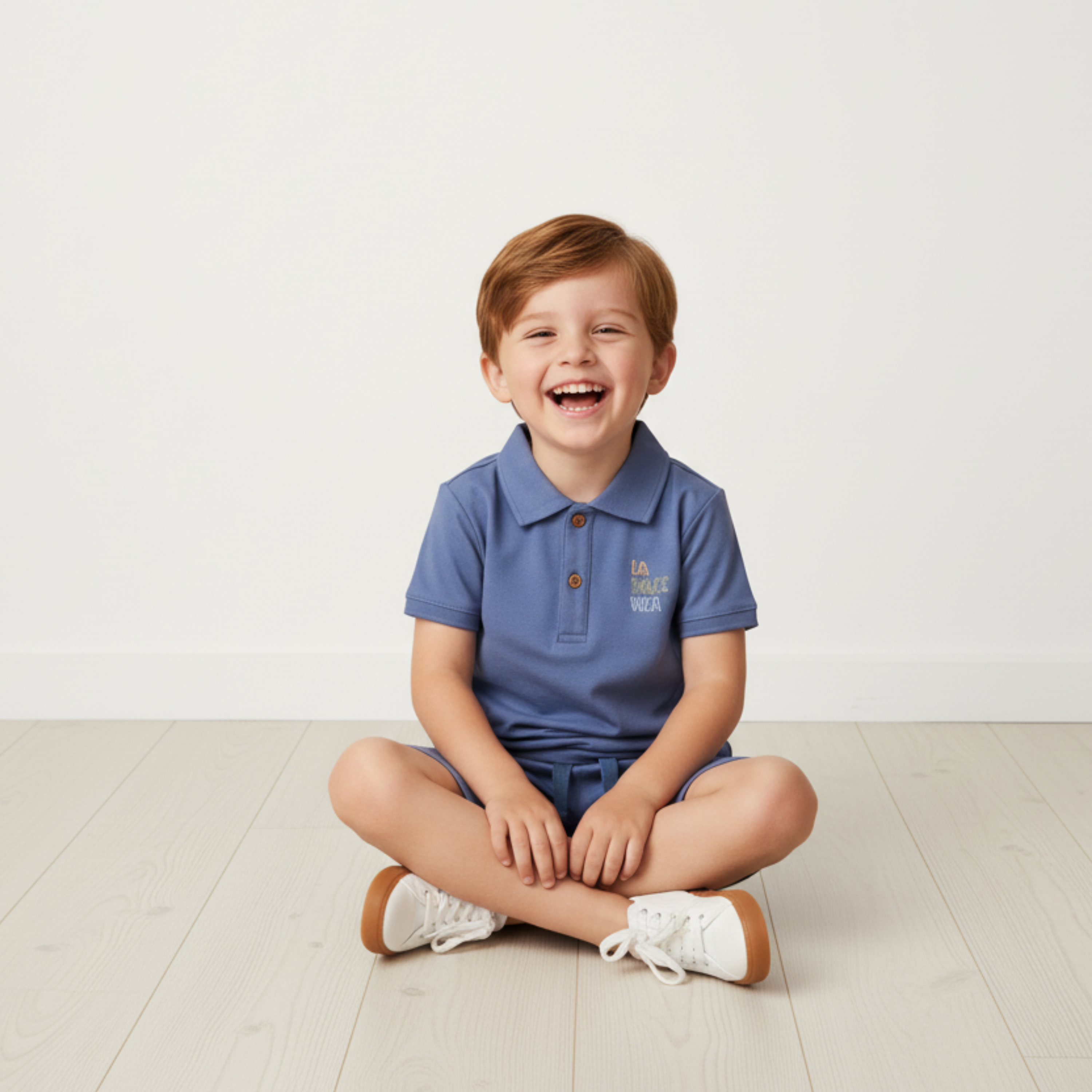 Organic Polo Shirt & Shorts Set - Slate