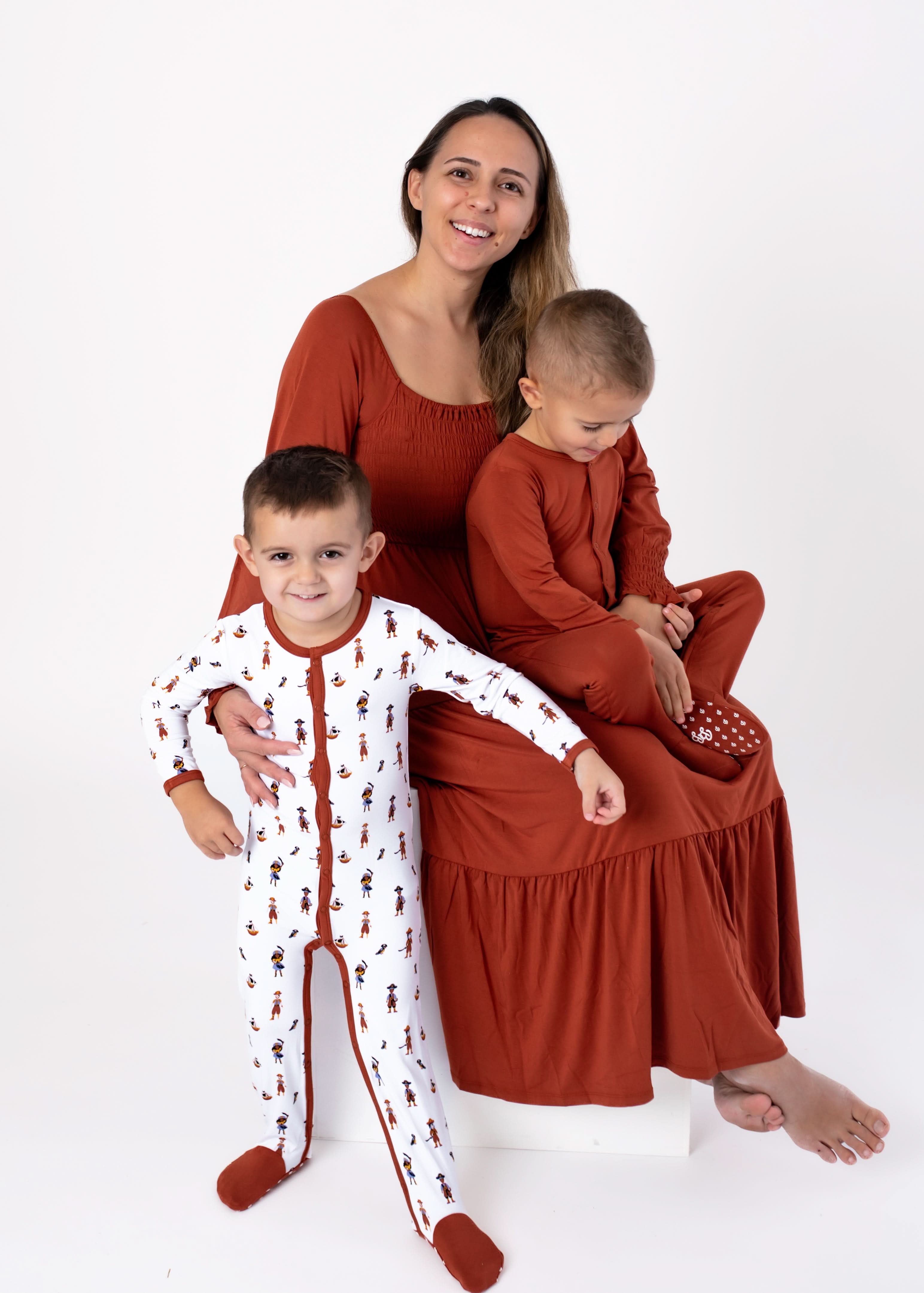 Pecan | Adult Long Sleeve Smocked Dress