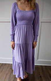 Lavender | Adult Long Sleeve Smocked Dress