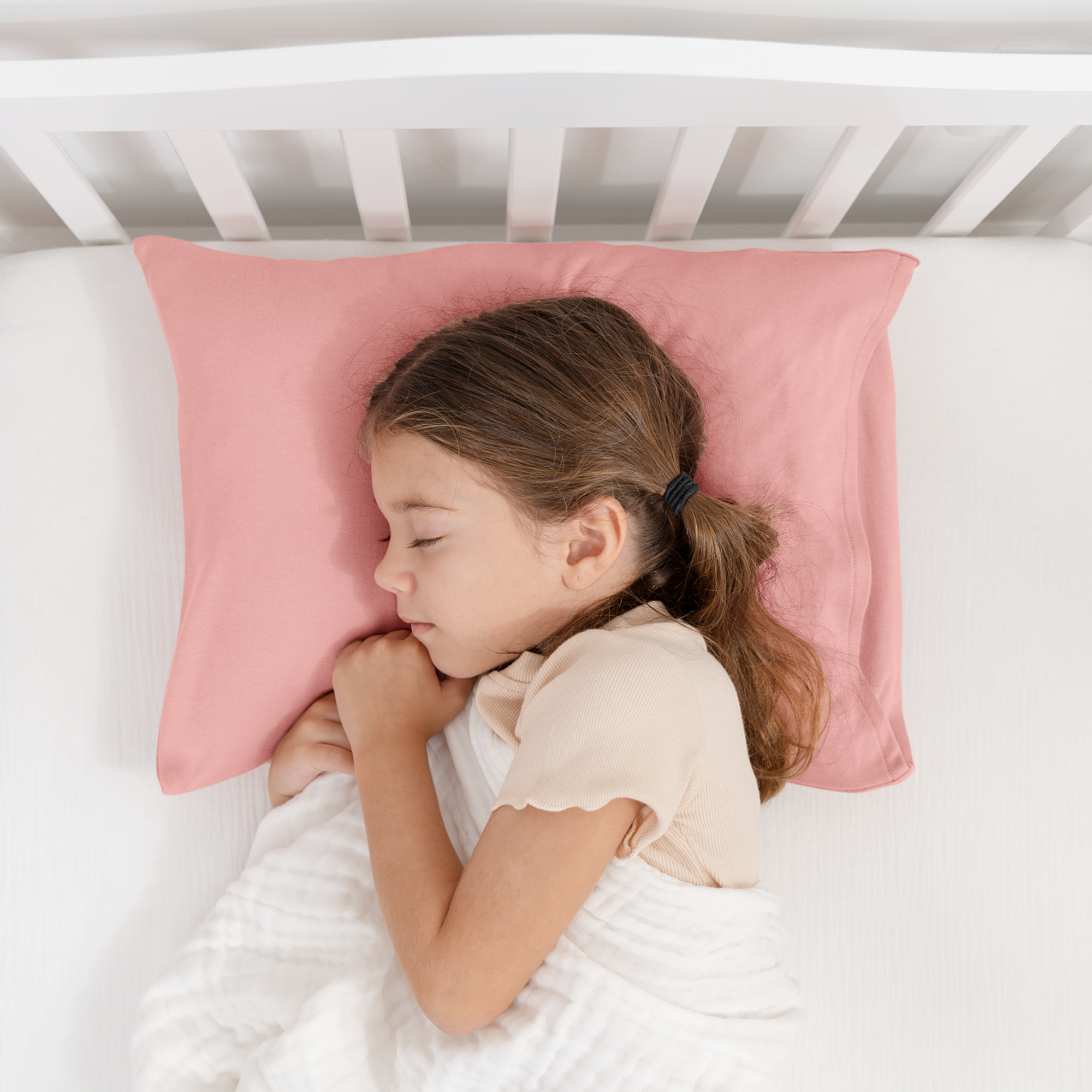 Toddler Pillows with Soft Cotton Pillow Case in Blush