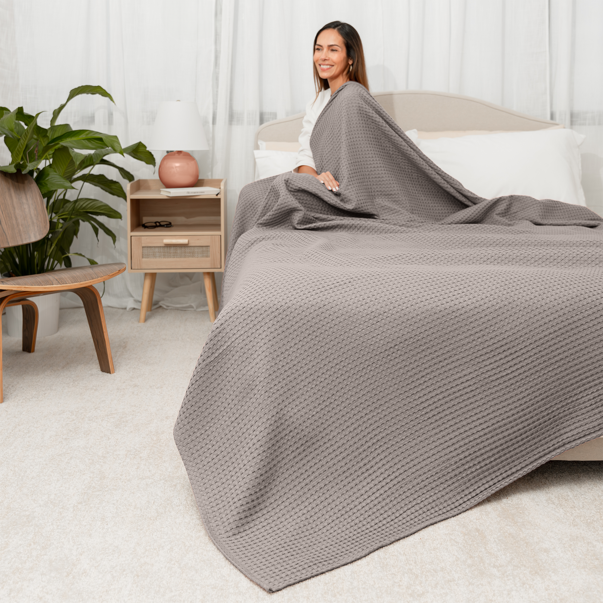Adult Waffle Blankets in Charcoal