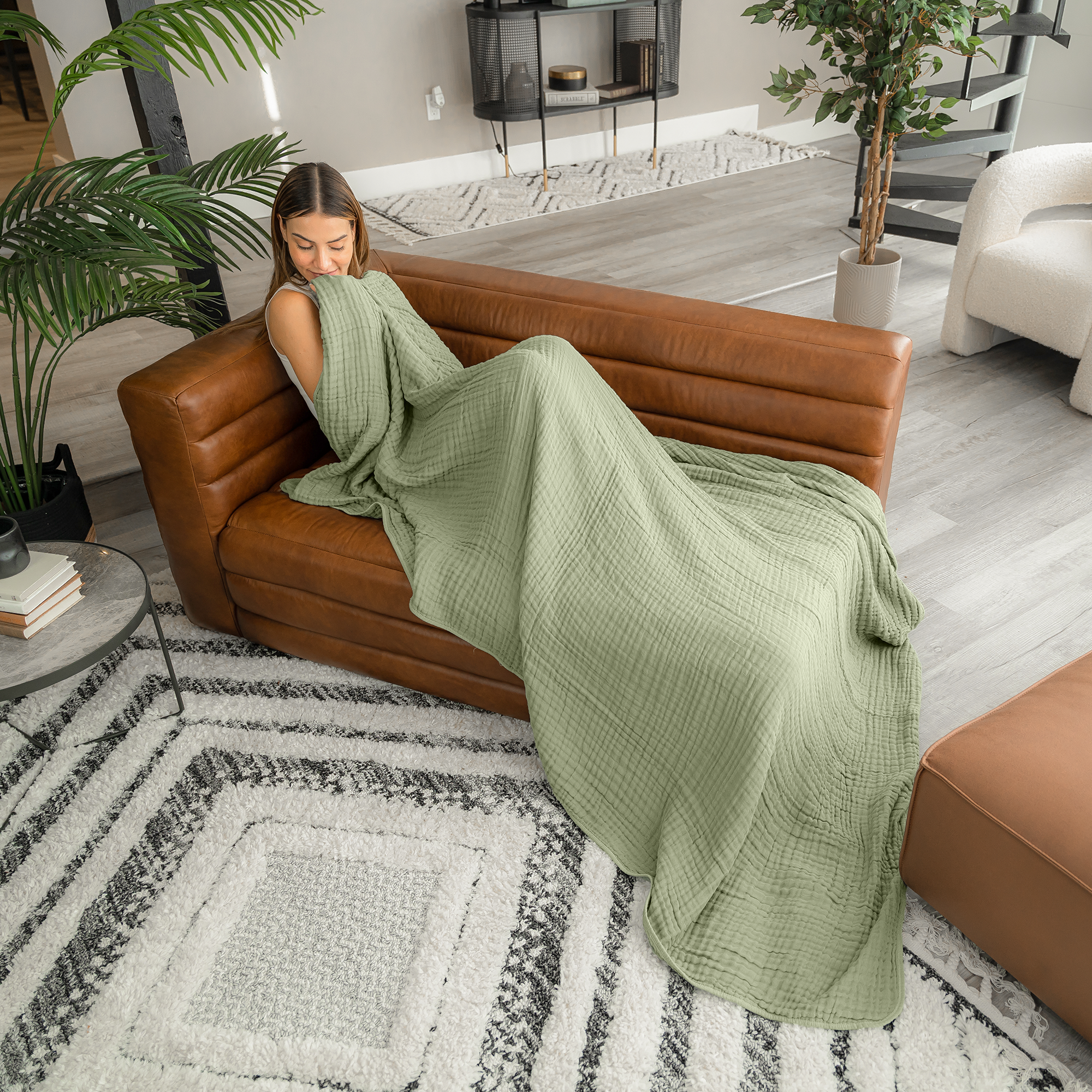 Adult Muslin Blanket in Sage
