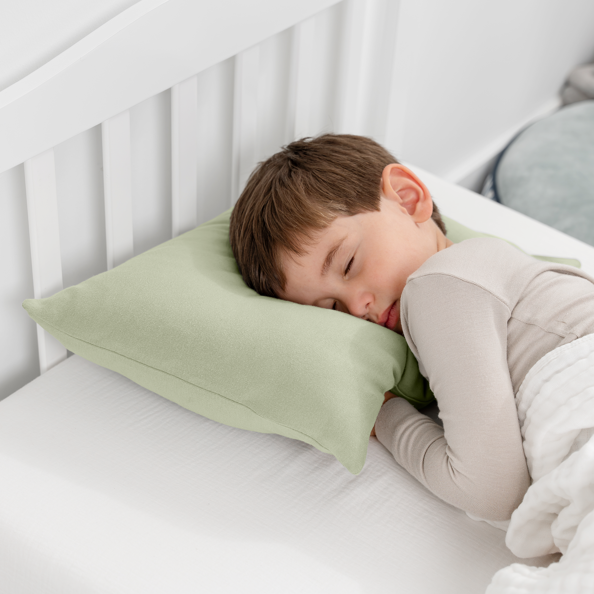 Toddler Pillows with Soft Cotton Pillow Case in Sage