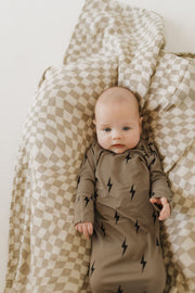 Bamboo Knotted Gown | Brown & Black Lightning Bolt