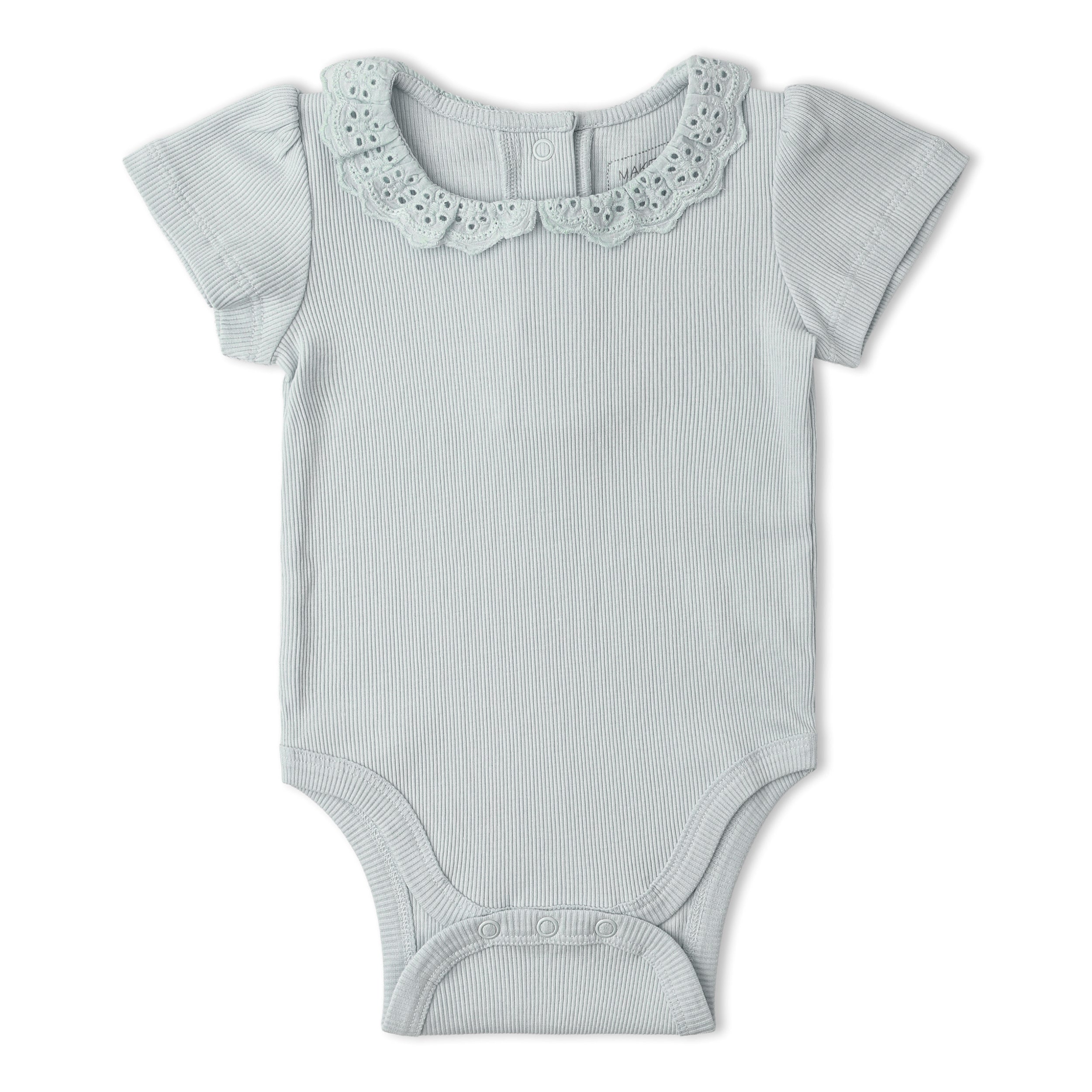 Organic Lace Collar Onesie & Tights Set - Fog