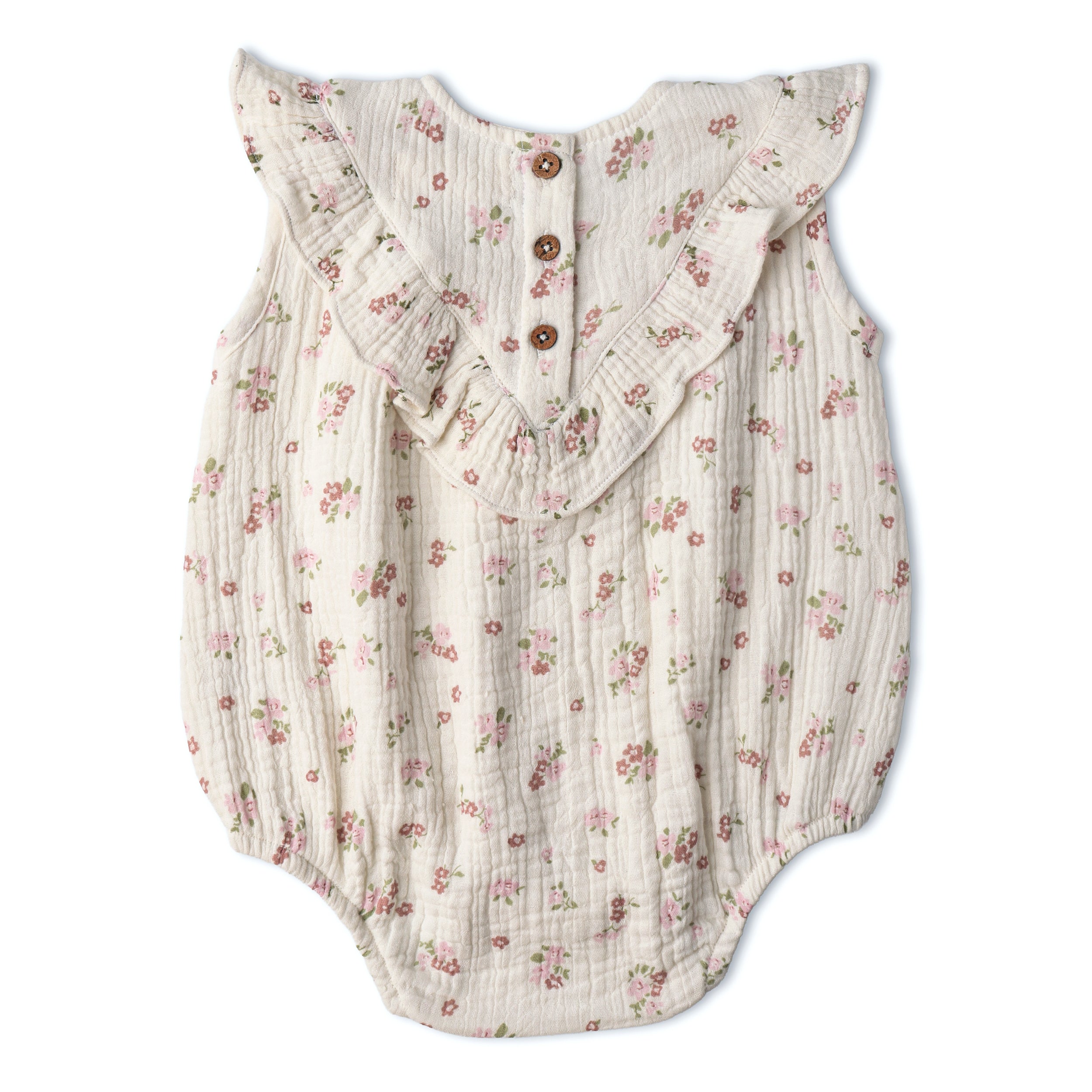 Organic Sleeveless Ruffle Bubble Romper - Blush Floral