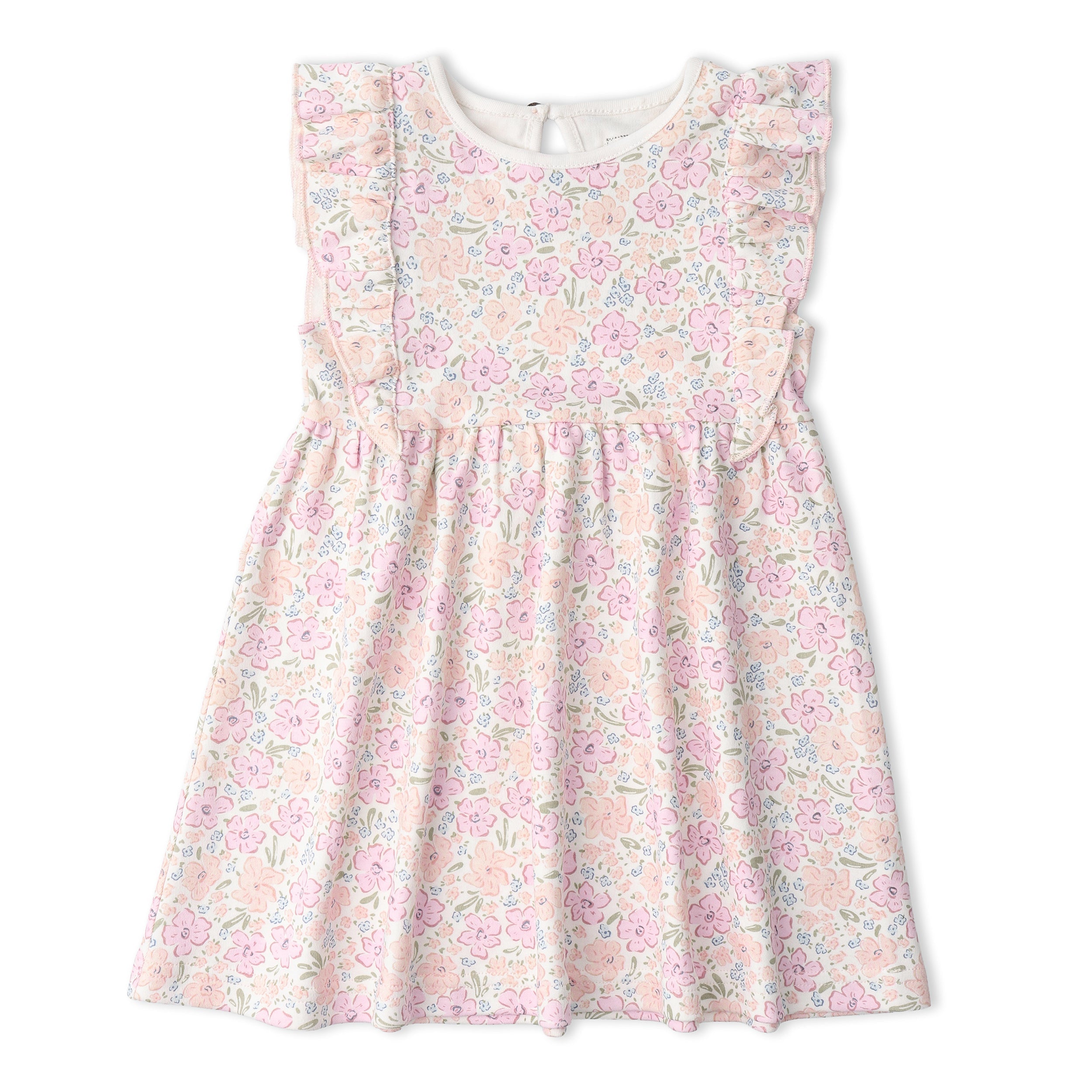 Organic Flutter Dress - Peony