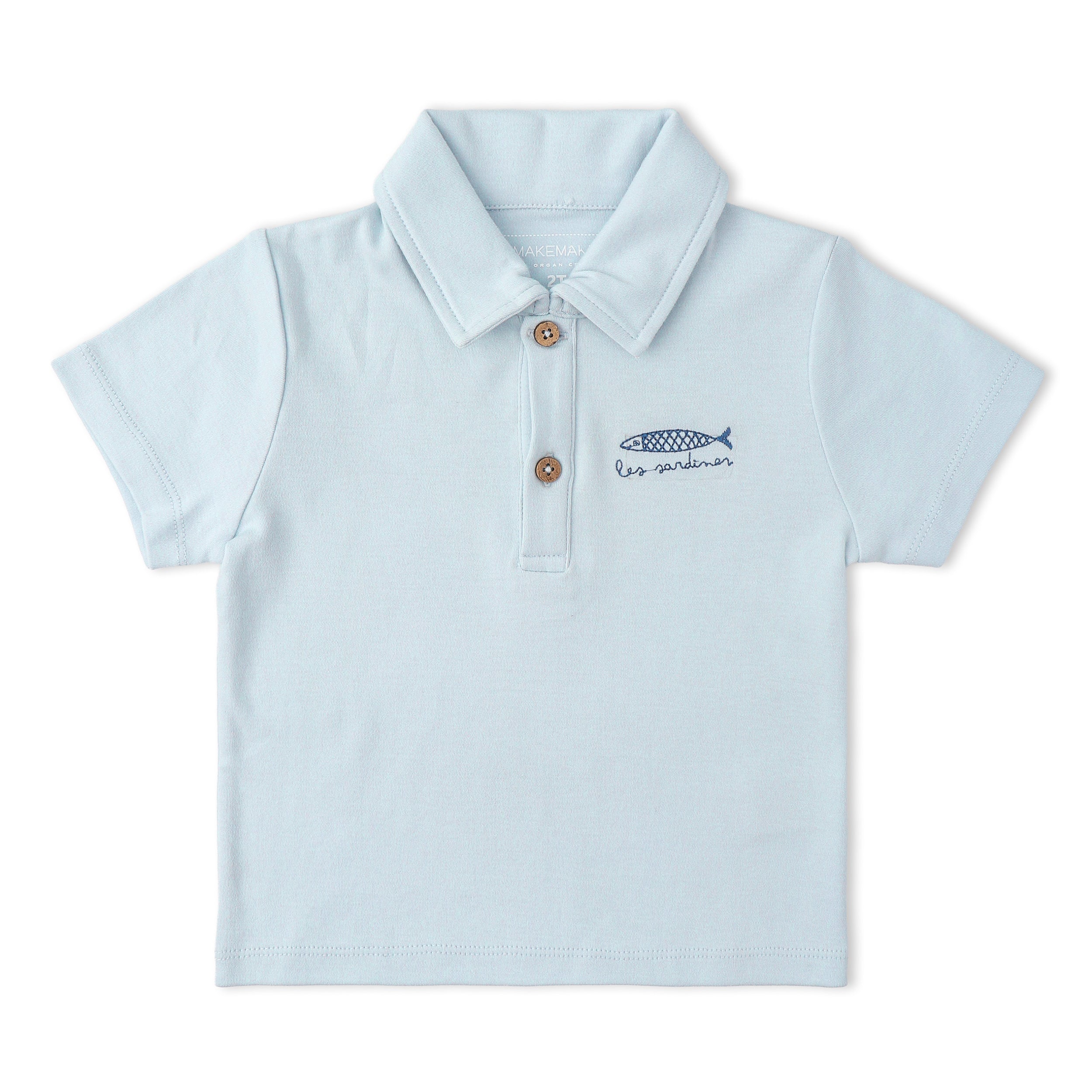 Organic Polo Shirt & Shorts Set - Light Blue