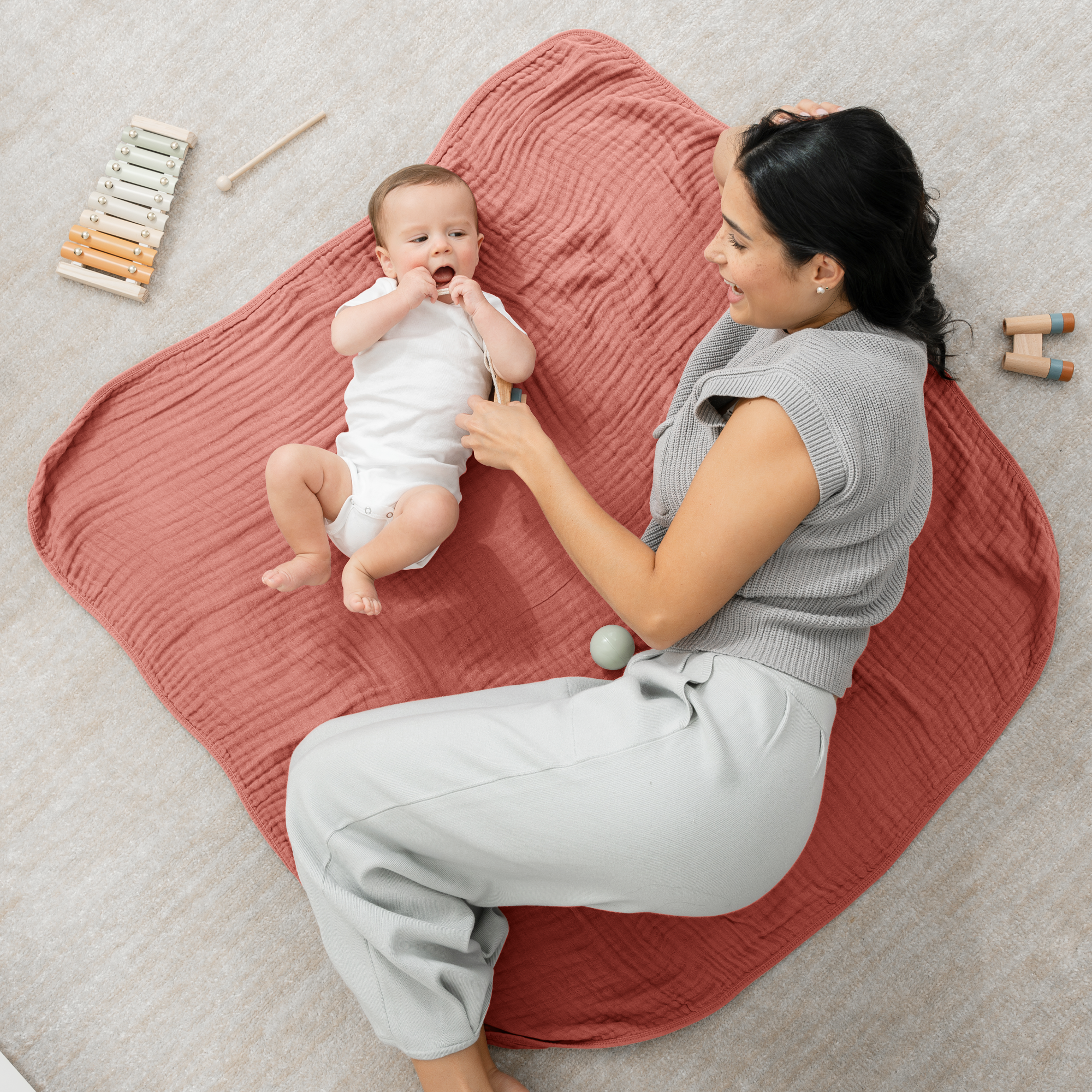 Baby Muslin Blanket in Dusty Rose