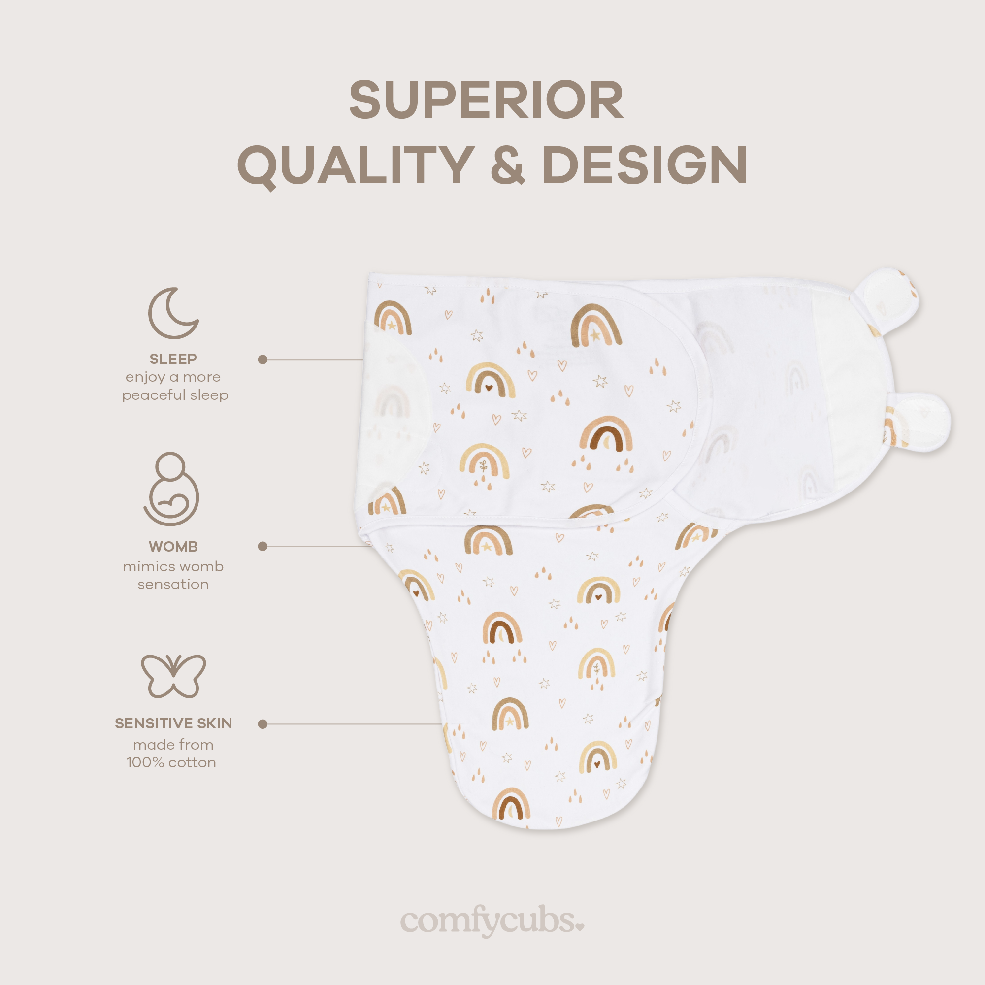 Easy Swaddle Blankets in Rainbow Bohemian, Pack of 3
