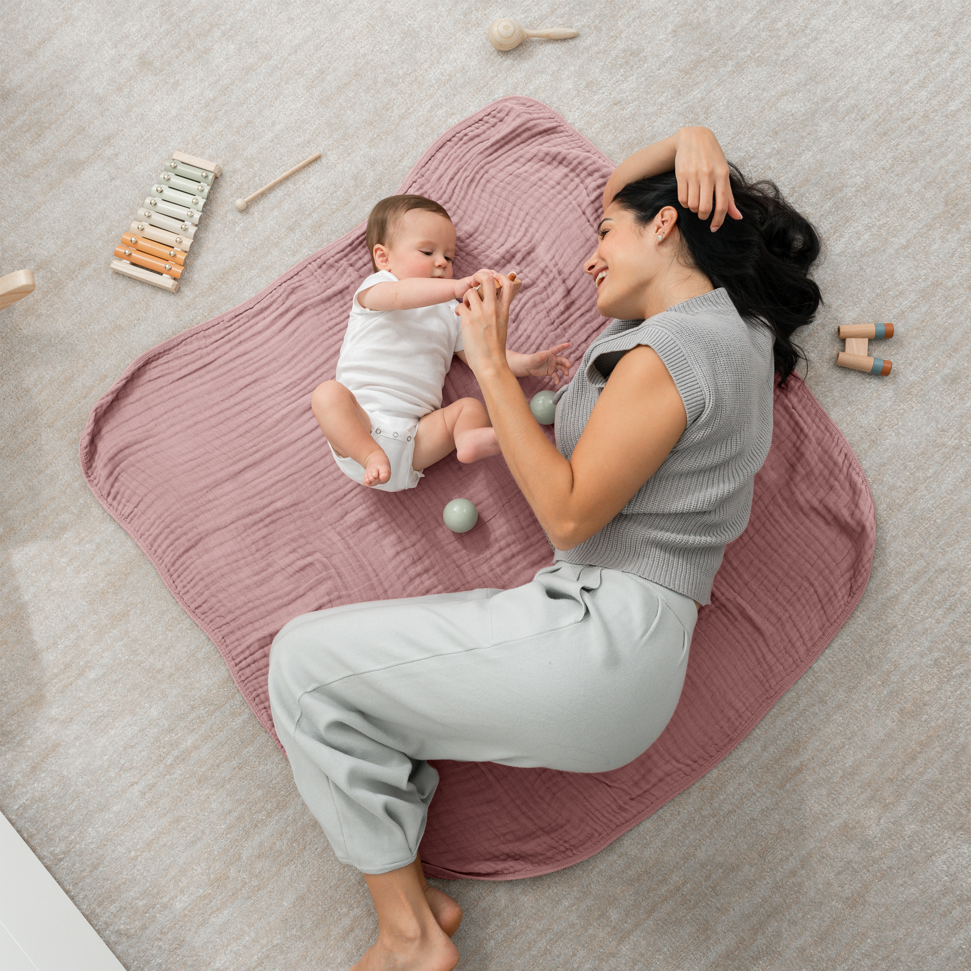 Baby Muslin Blanket in Mauve