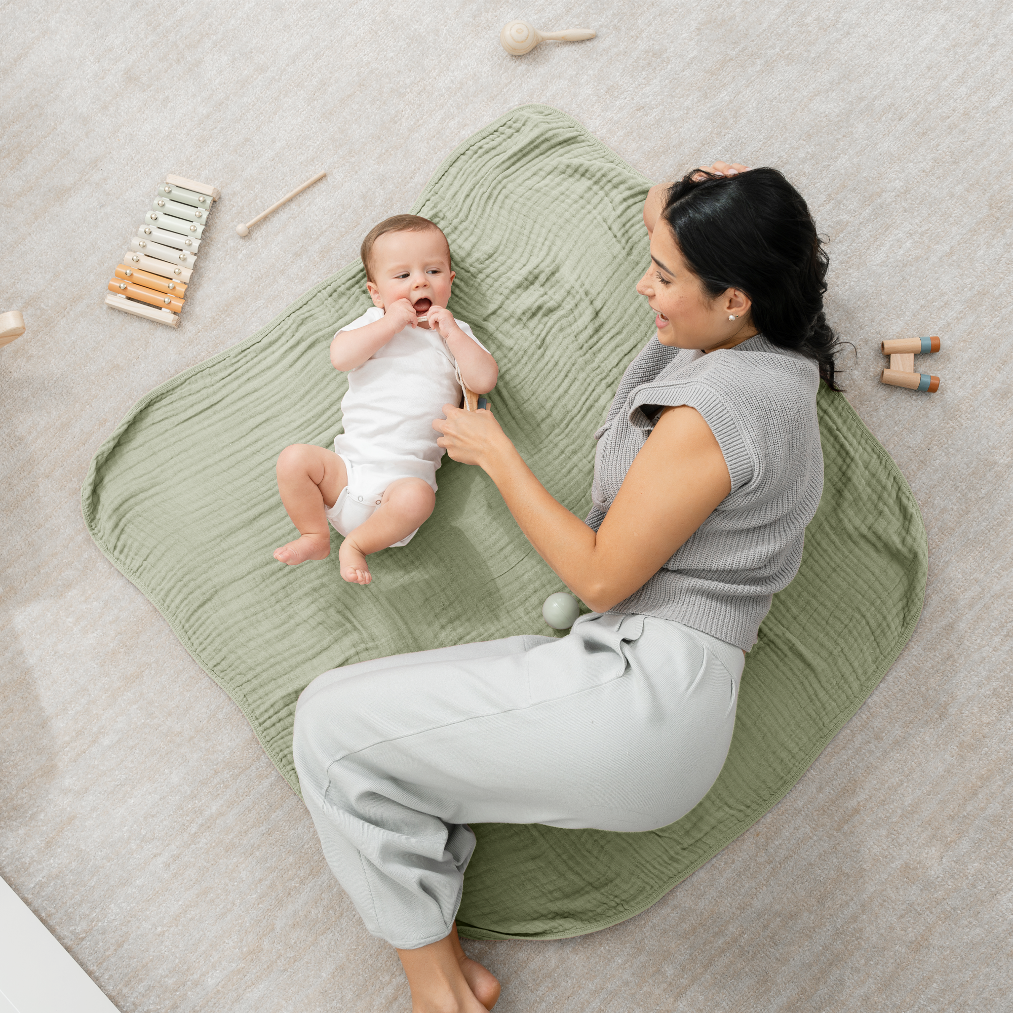 Baby Muslin Blanket in Sage