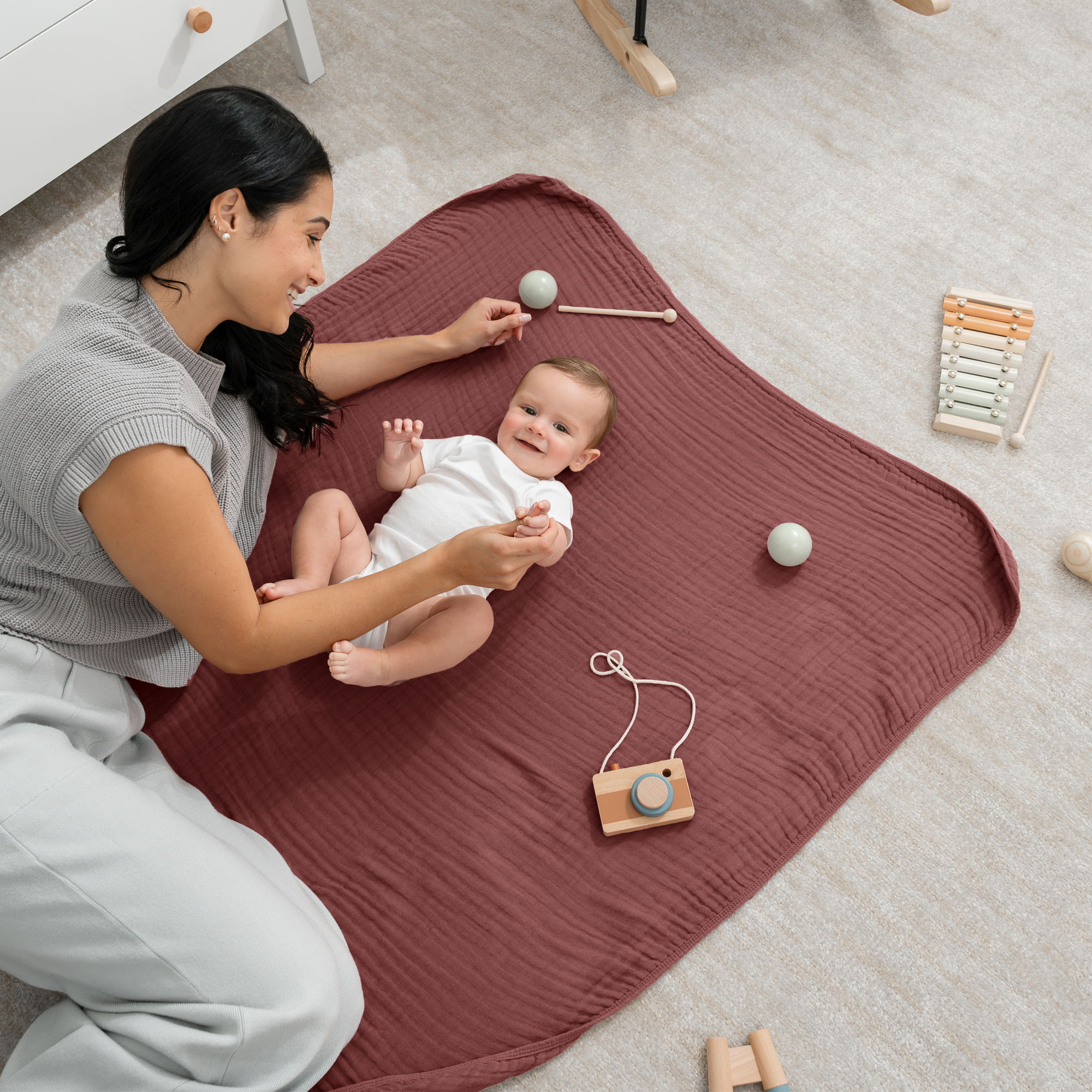 Baby Muslin Blanket in Wine