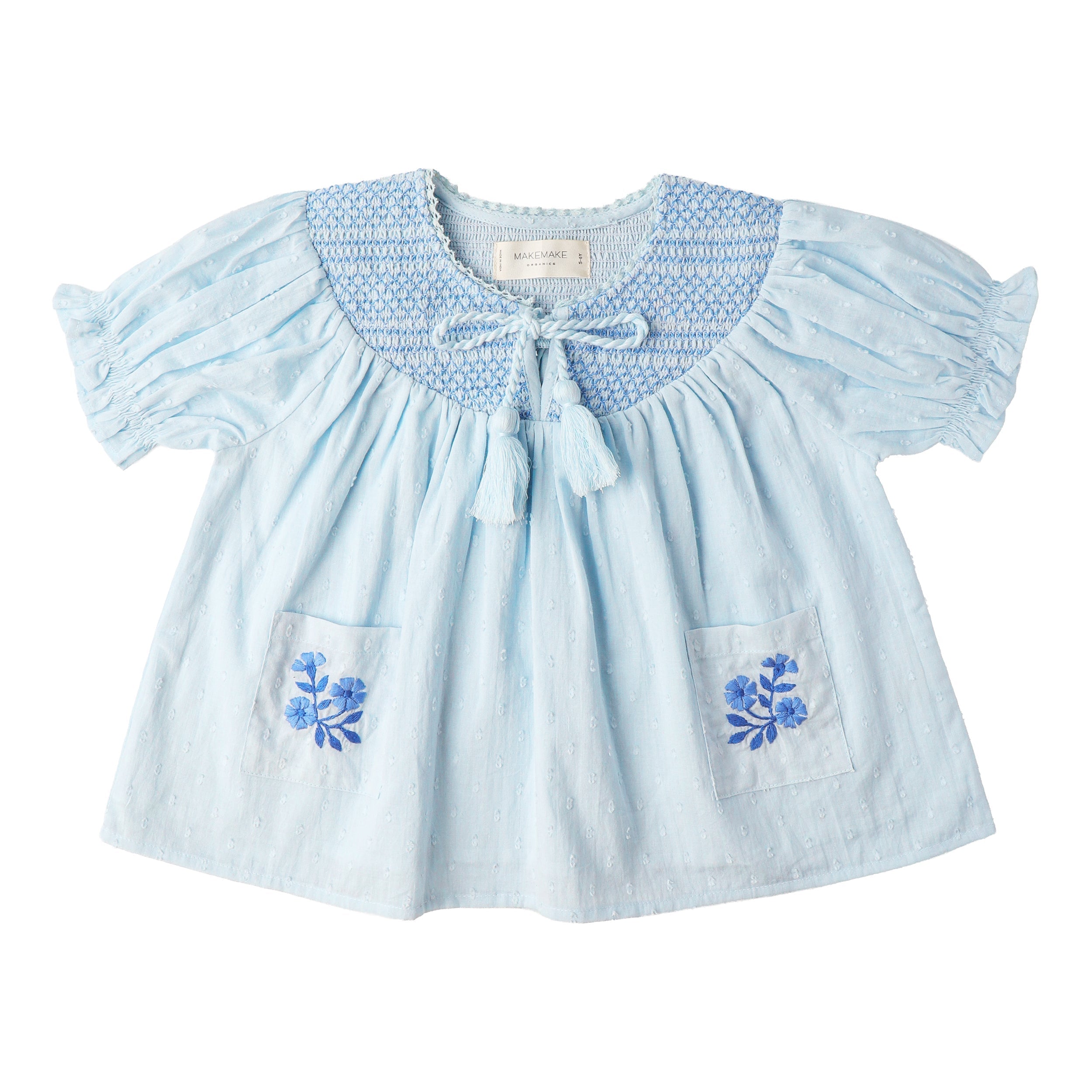 Organic Smocked Top & Shorts Set - Light Blue