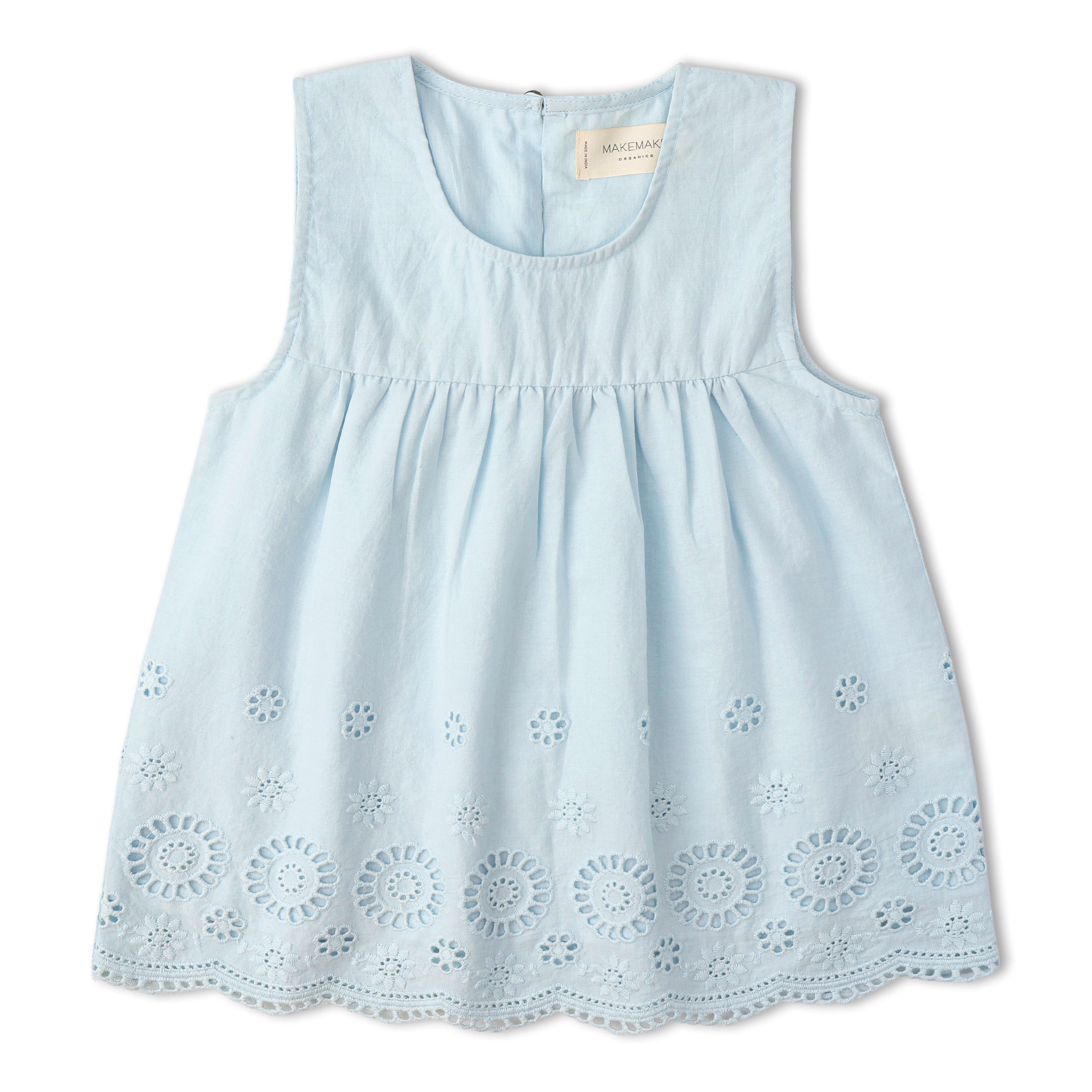 Organic Eyelet Top And Pant Set - Light Blue Eyelet