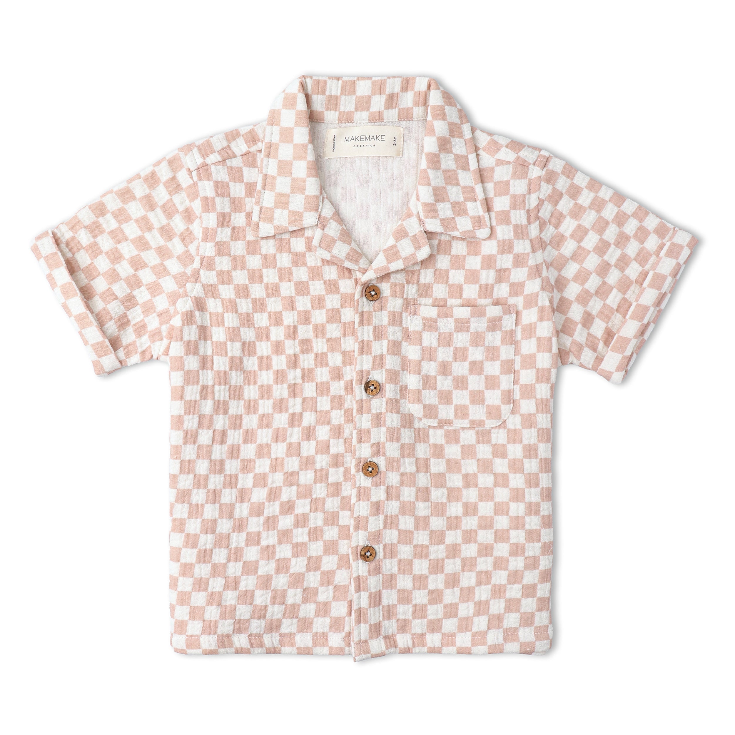 Organic Shirt & Shorts Set - Brick Checks