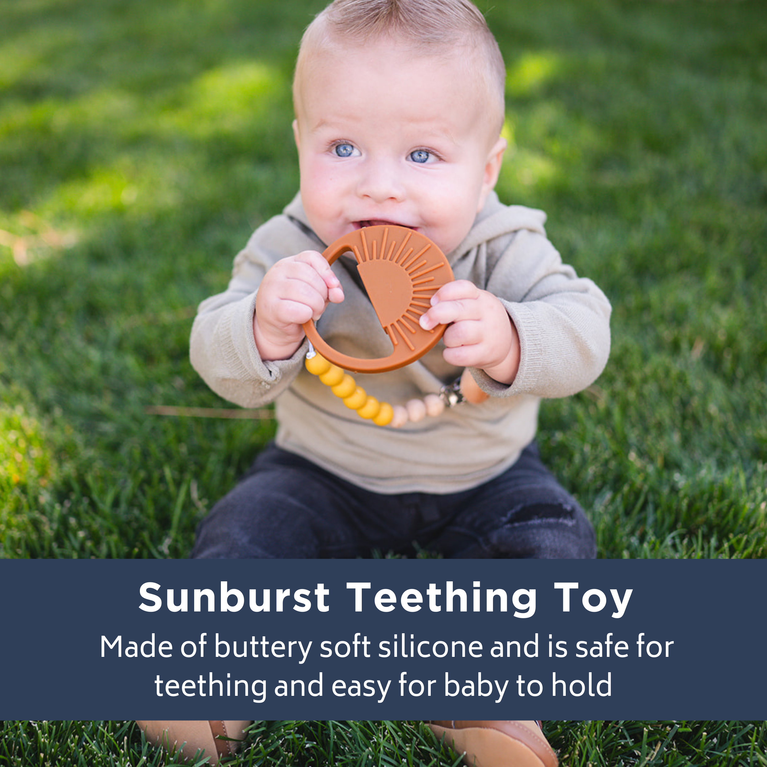 Duck Egg Blue Sunburst Teething Toy