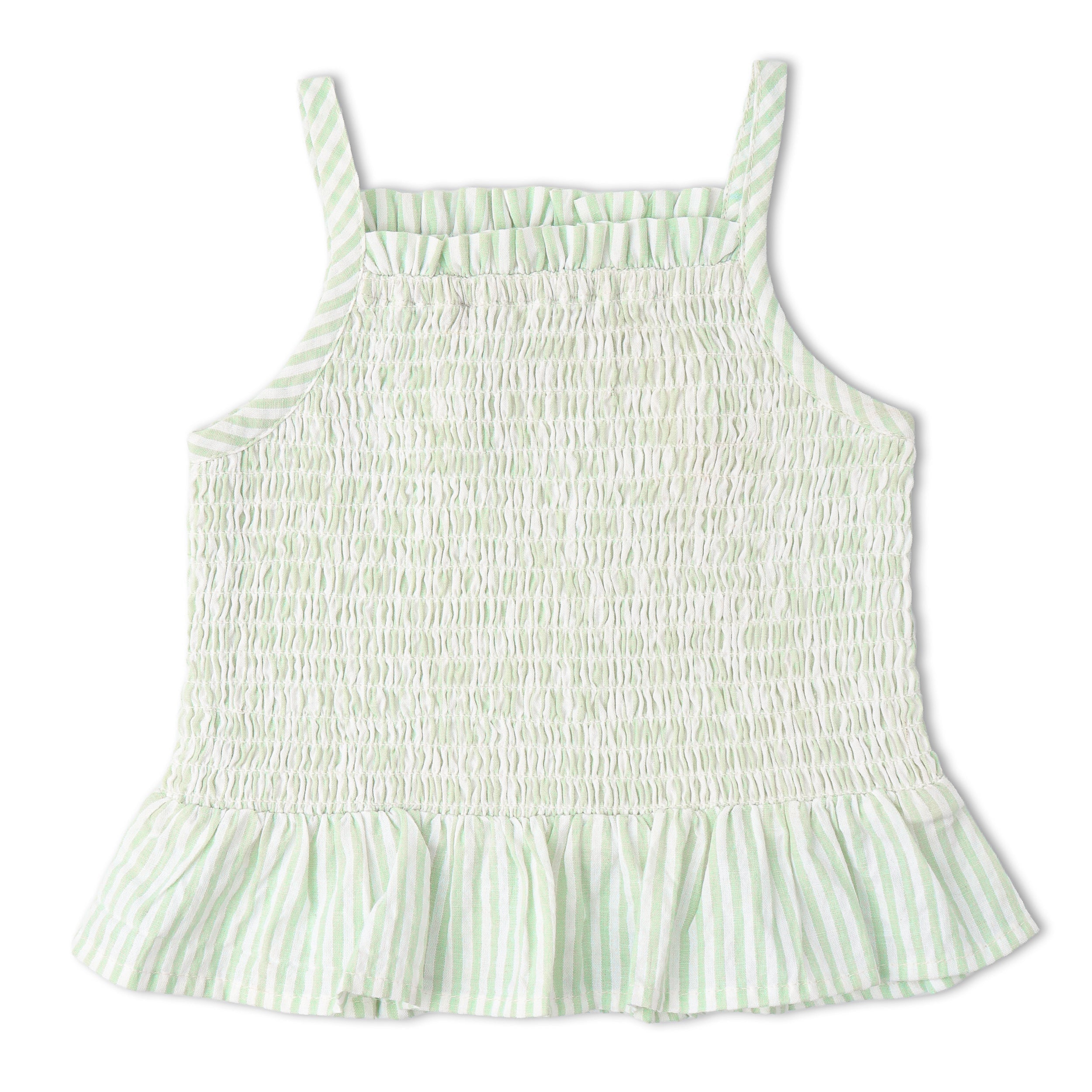 Organic Smocked Top And Bloomer Set - Basil Stripes