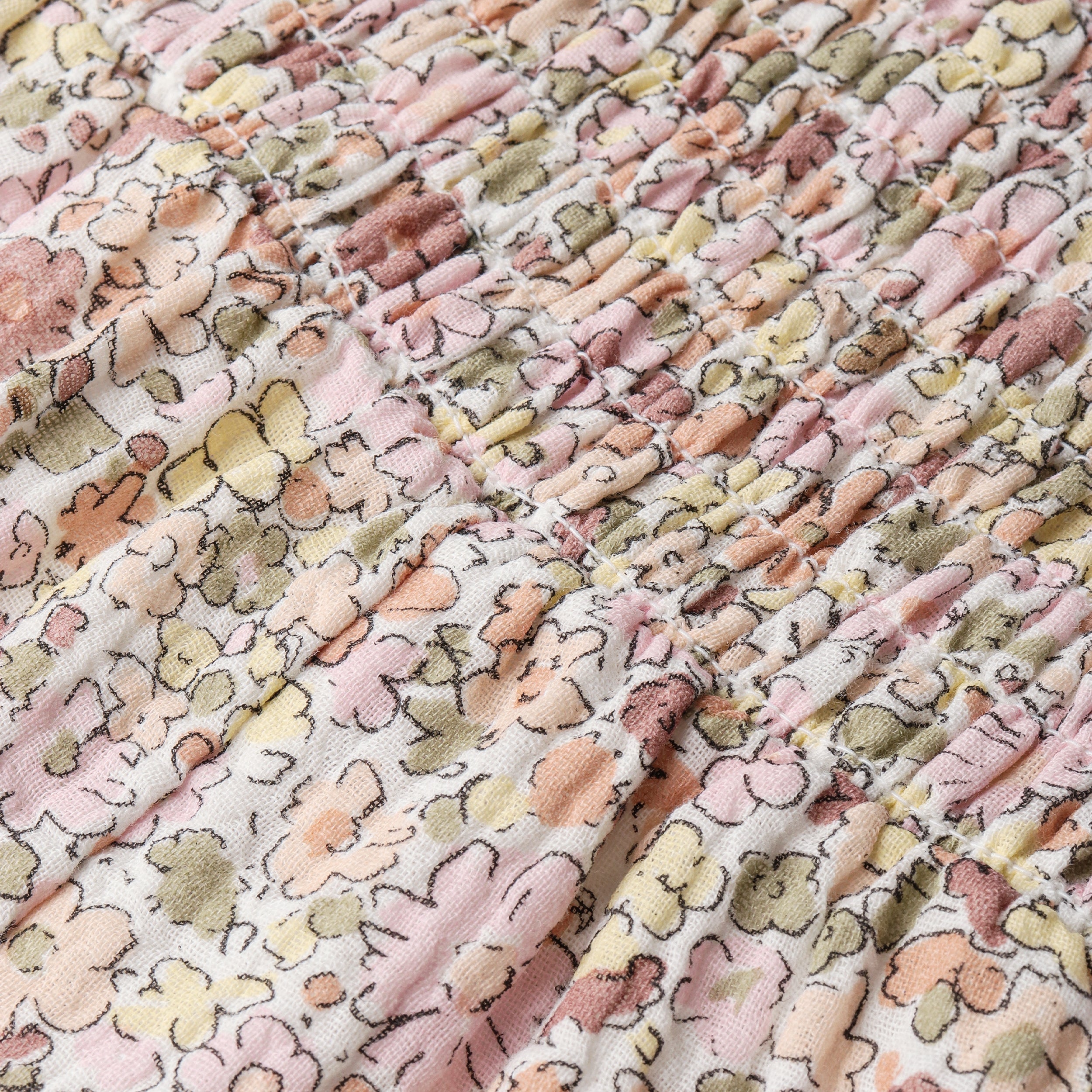Organic Smocked Jumpsuit - Pastel Bloom