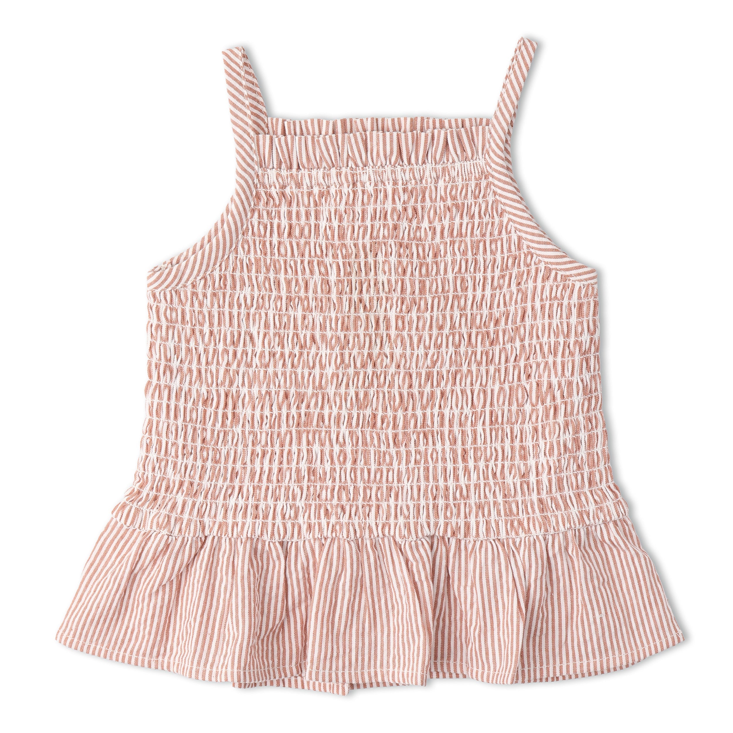Organic Smocked Top And Bloomer Set - Coral Stripes