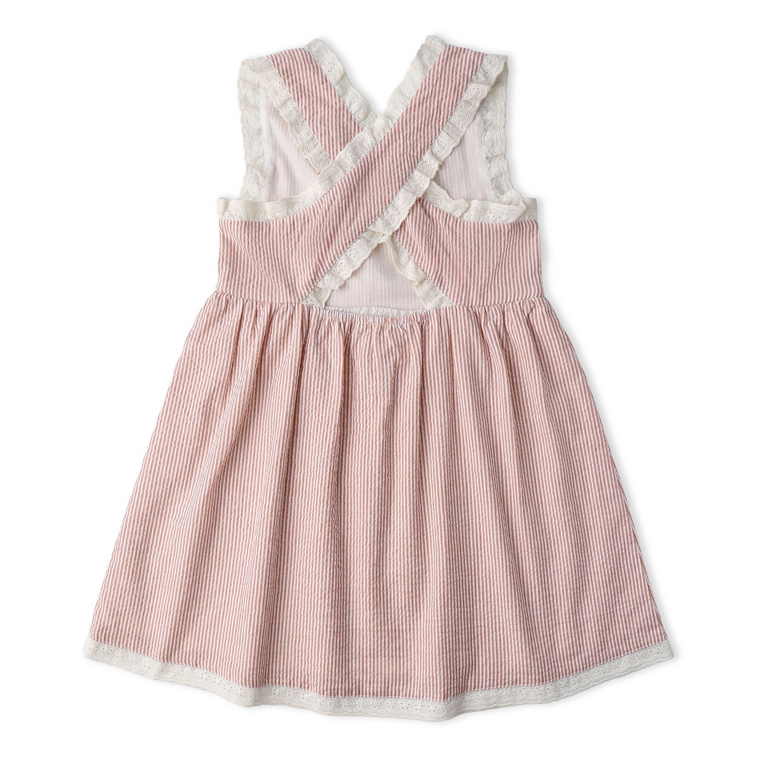 Organic Cross Back Dress - Coral Stripes