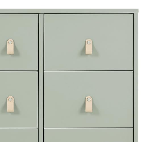 6 Drawer Dresser with Leather Pulls and Interlocking Drawers