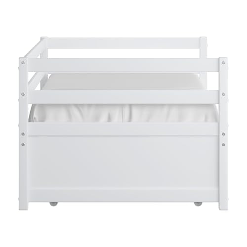Twin Daybed with Trundle White Wood