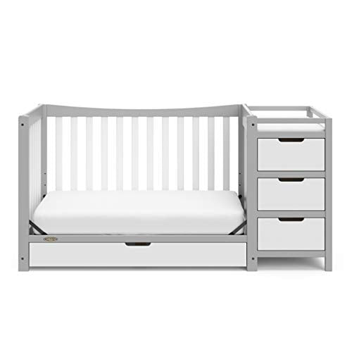 4-in-1 Convertible Crib and Changer with Storage Drawer